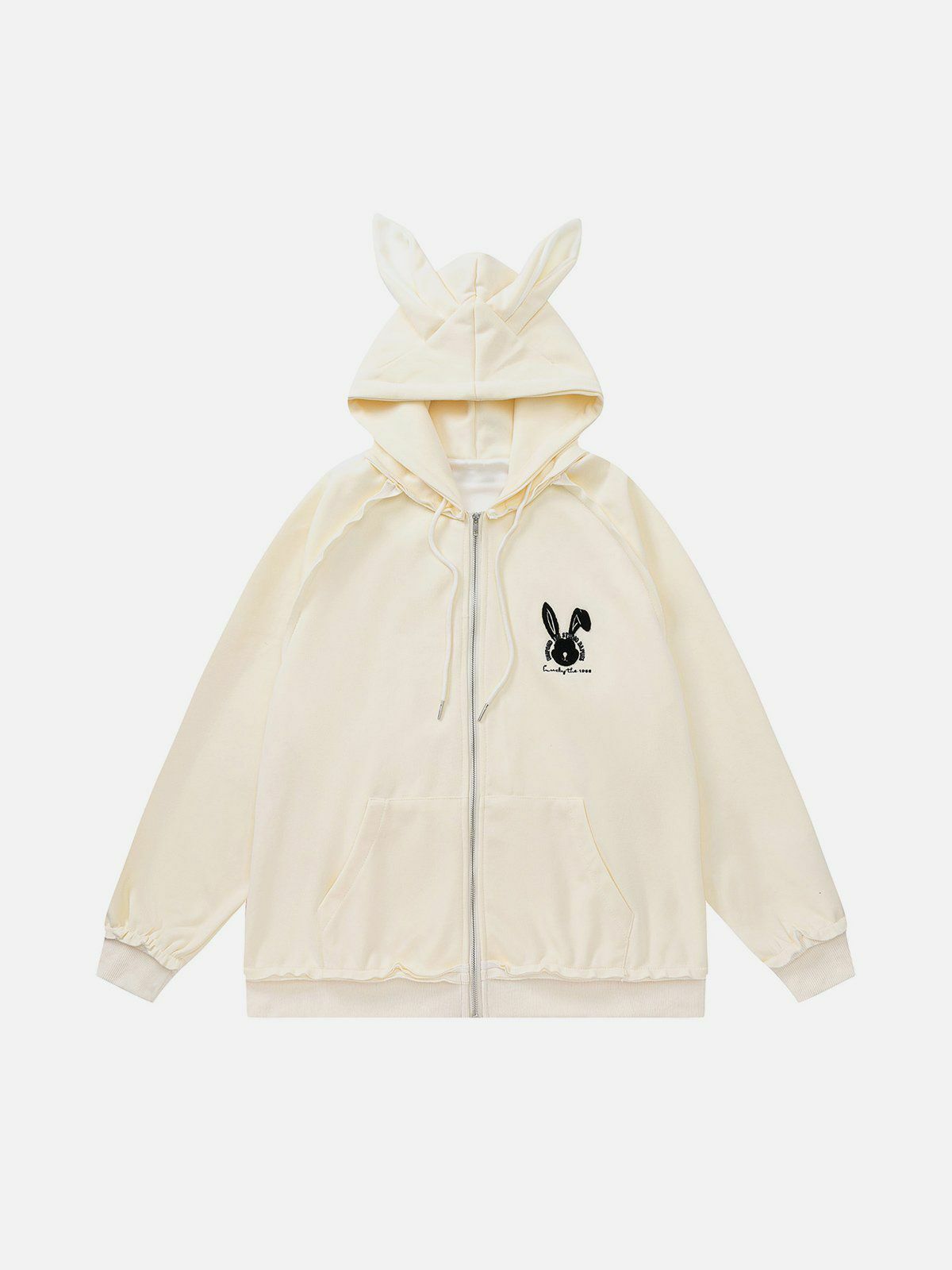 Y2K Grunge Flocking Rabbit Hoodie - Retro 90s Summer Outfit for Y2K Party Vibes