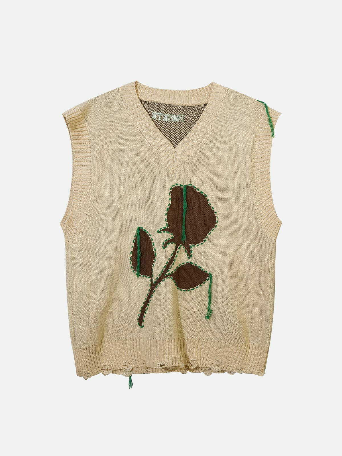 Y2K Grunge Flower Ribbon Sweater Vest - Retro 90s Summer Outfit for Y2K Style Lovers