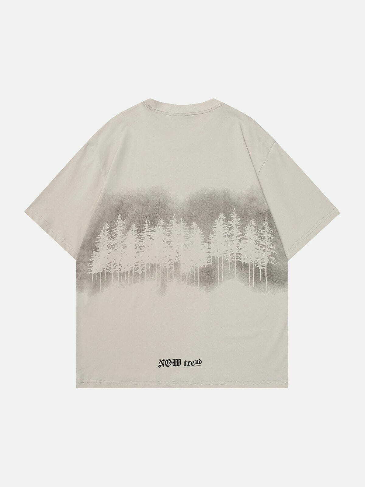 Y2K Grunge Forest Inkjet Print Tee - Retro 90s Summer Outfit, Y2K Party & Club Style