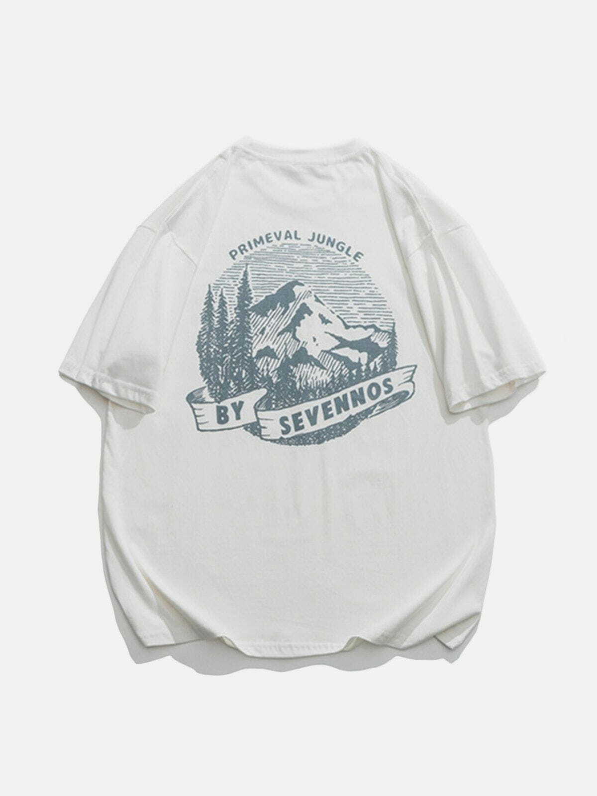 Y2K Grunge Forests Mountains Print Tee - Retro 90s Summer Outfit for Y2K Vibes