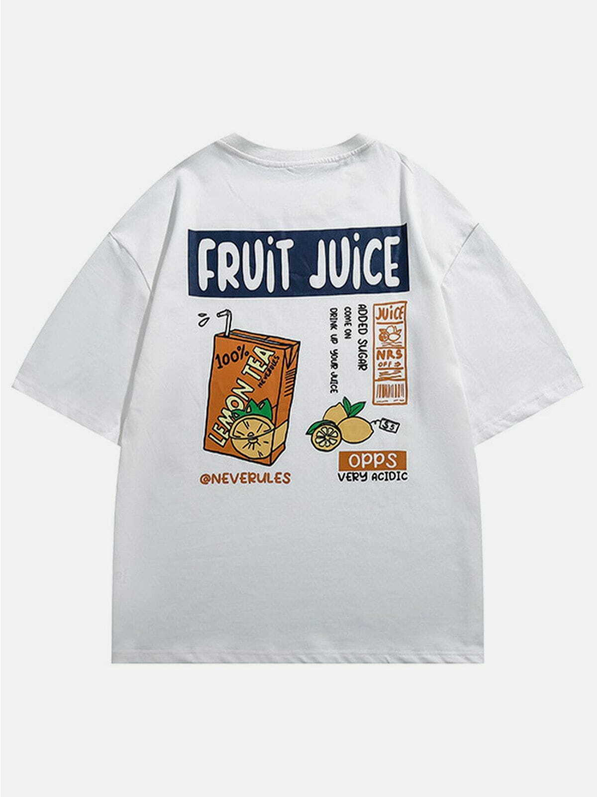 Y2K Grunge 'FRUIT JUICE' Graphic Tee - Retro 90s Summer Outfit for Y2K Vibes