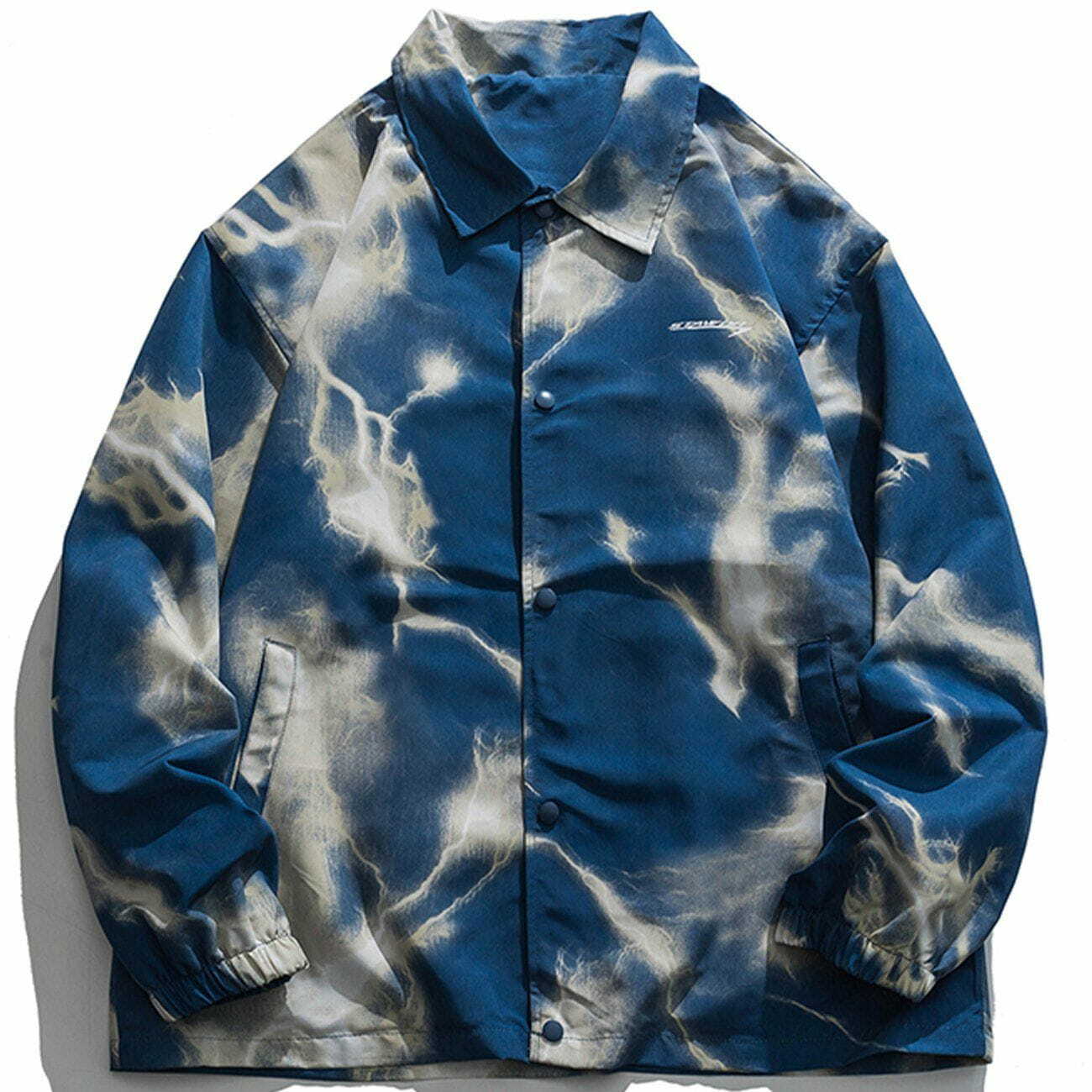 Y2K Grunge Full Print Lightning Jacket - Retro 90s Summer Outfit for Party & Club Vibes