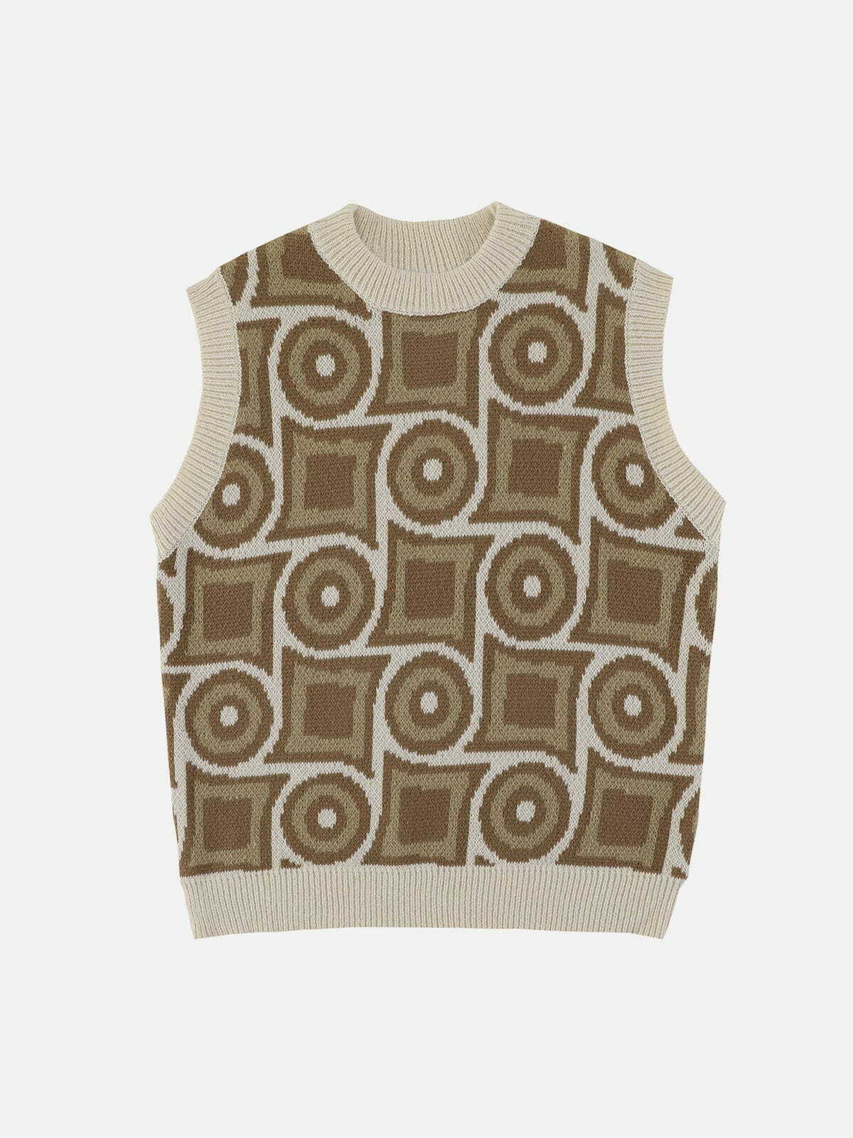 Y2K Grunge Geometric Embroidery Sweater Vest - Retro 90s Summer Outfit for Women