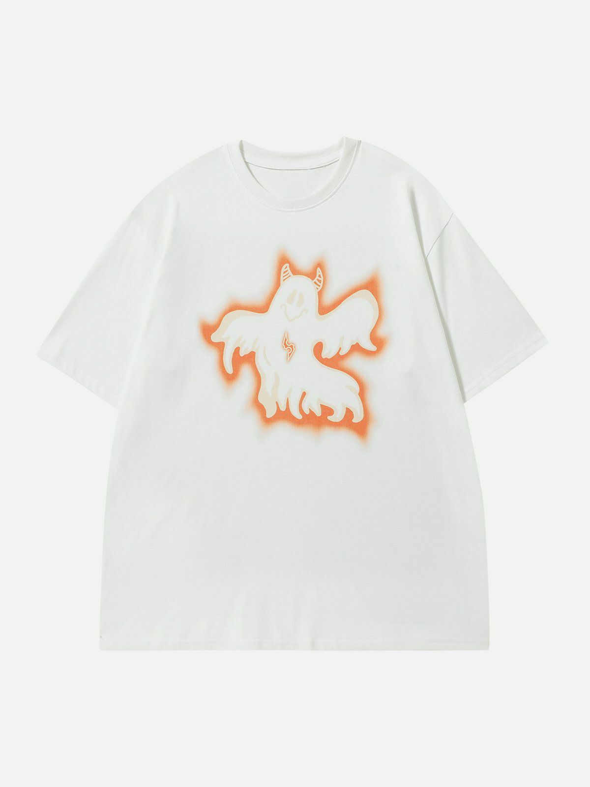 Y2K Grunge Ghost Demon Corner Print Tee - Retro 90s Summer Outfit for Y2K Vibes