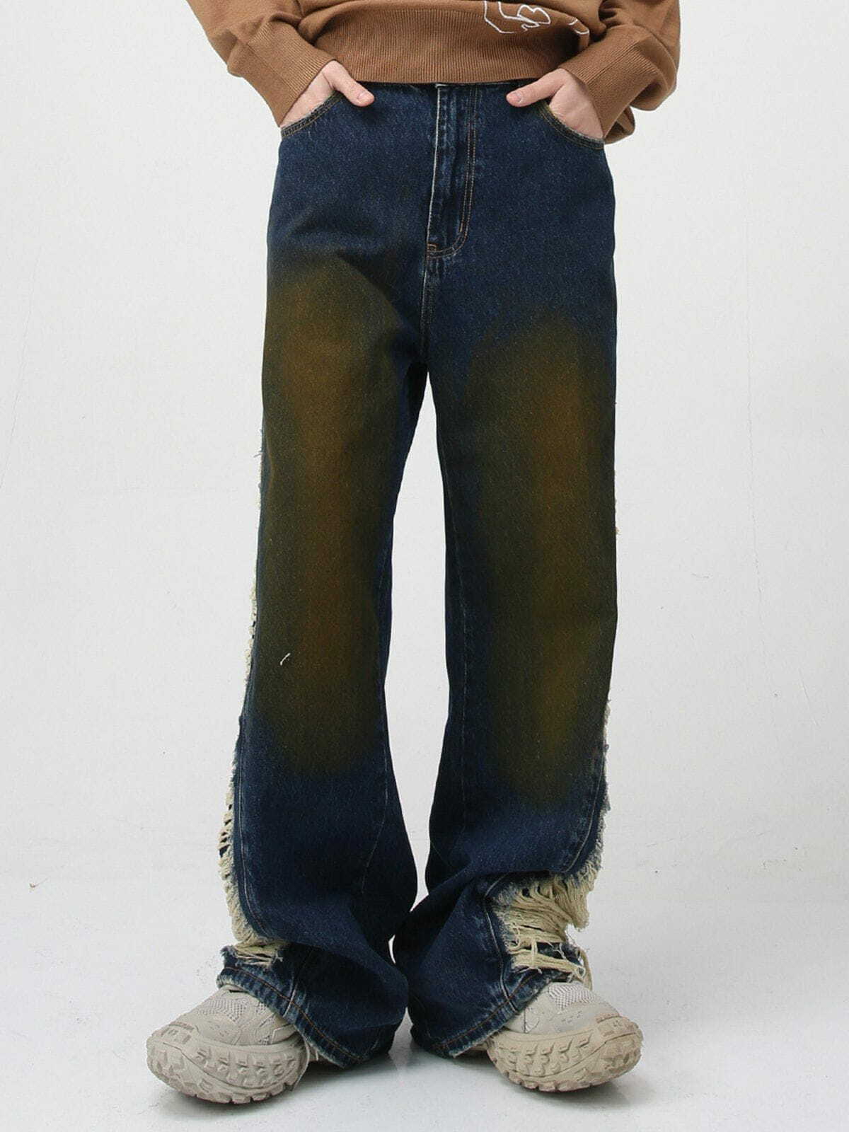 Y2K Grunge Gradient Jeans - Retro 90s Summer Outfit, Perfect for Y2K Party & Club Looks