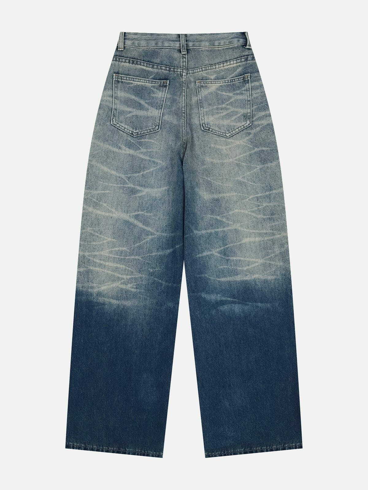 Y2K Grunge Gradient Ripple Jeans - Retro 90s Summer Outfit for Y2K Party & Club Vibes