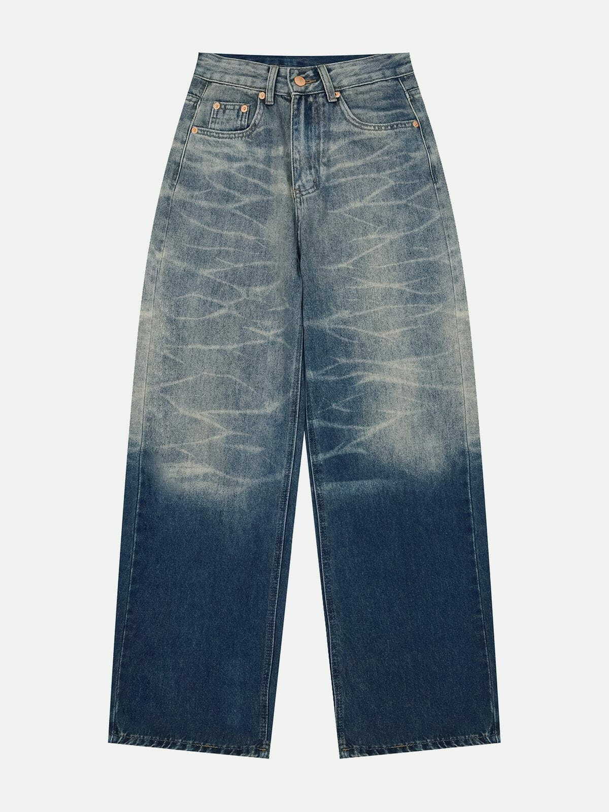 Y2K Grunge Gradient Ripple Jeans - Retro 90s Summer Outfit for Y2K Party & Club Vibes