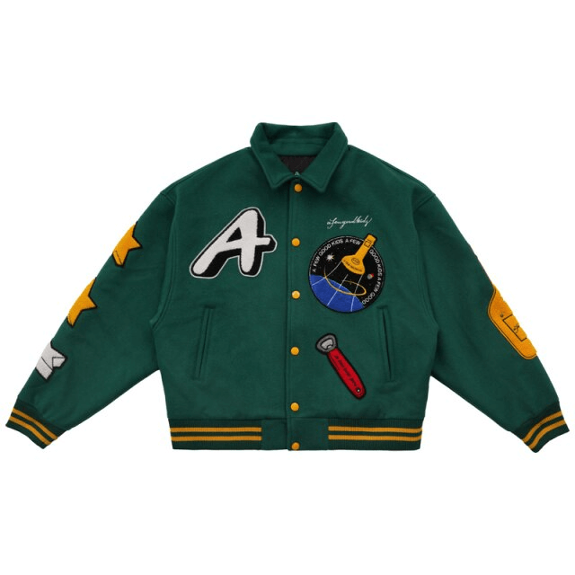 Y2K Grunge Green Baseball Jacket - Retro 90s Summer Outfit for Y2K Party & Club Looks