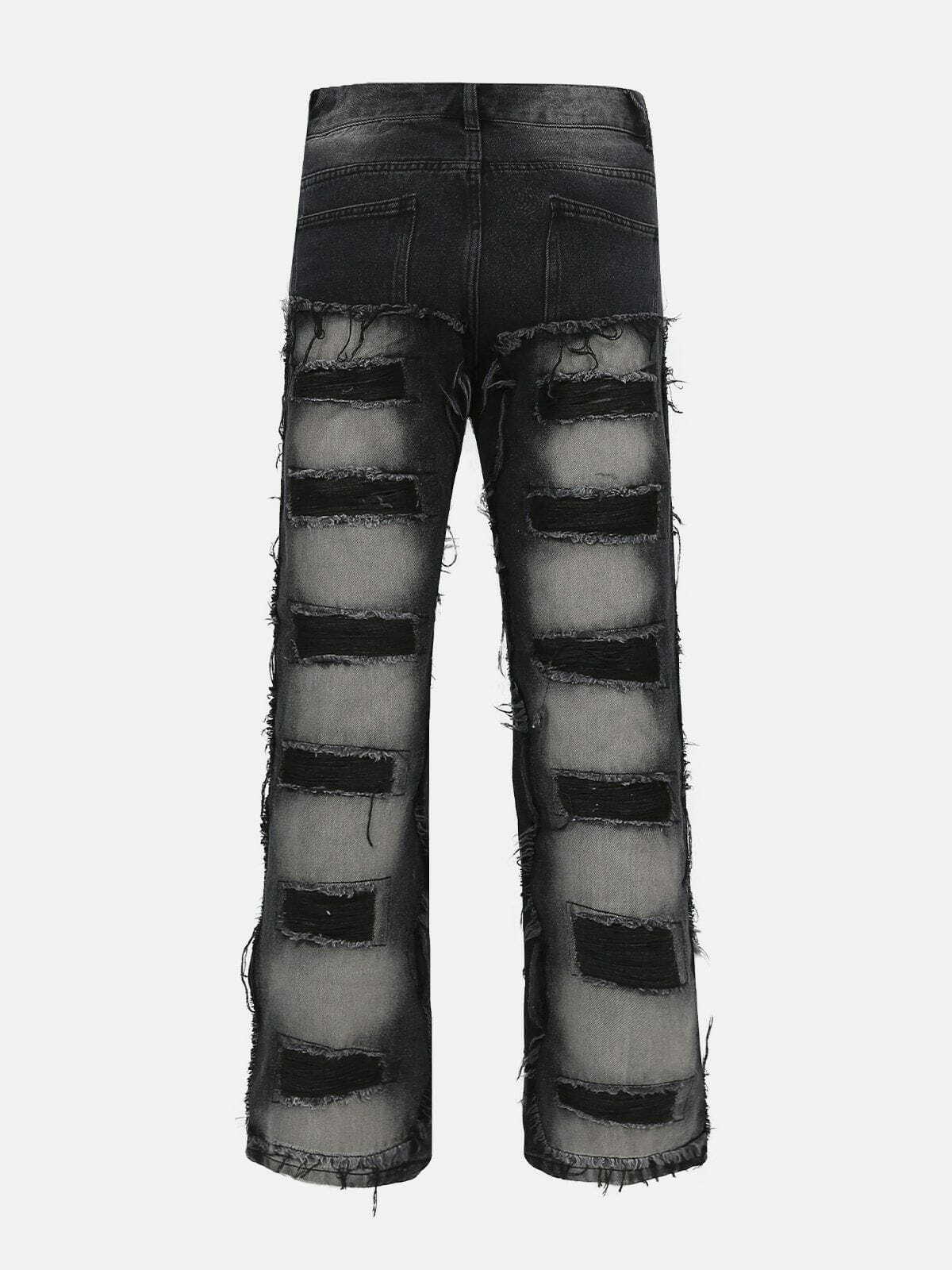 Y2K Grunge Halo Torn Jeans - Retro 90s Summer Outfit for Y2K Party & Club Vibes