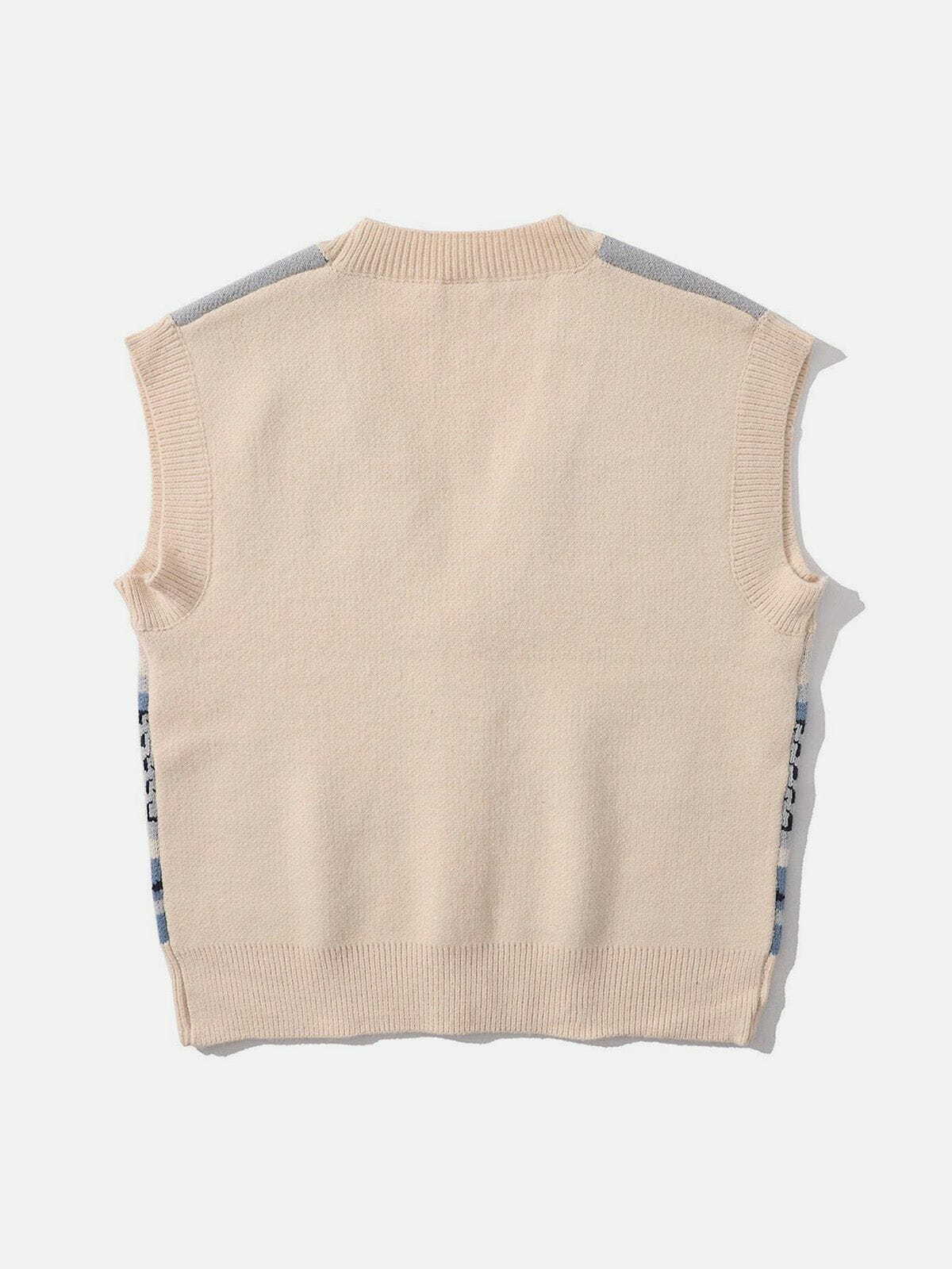 Y2K Grunge Hand In Hand Pattern Knit Sweater Vest - Retro 90s Summer Outfit Essential