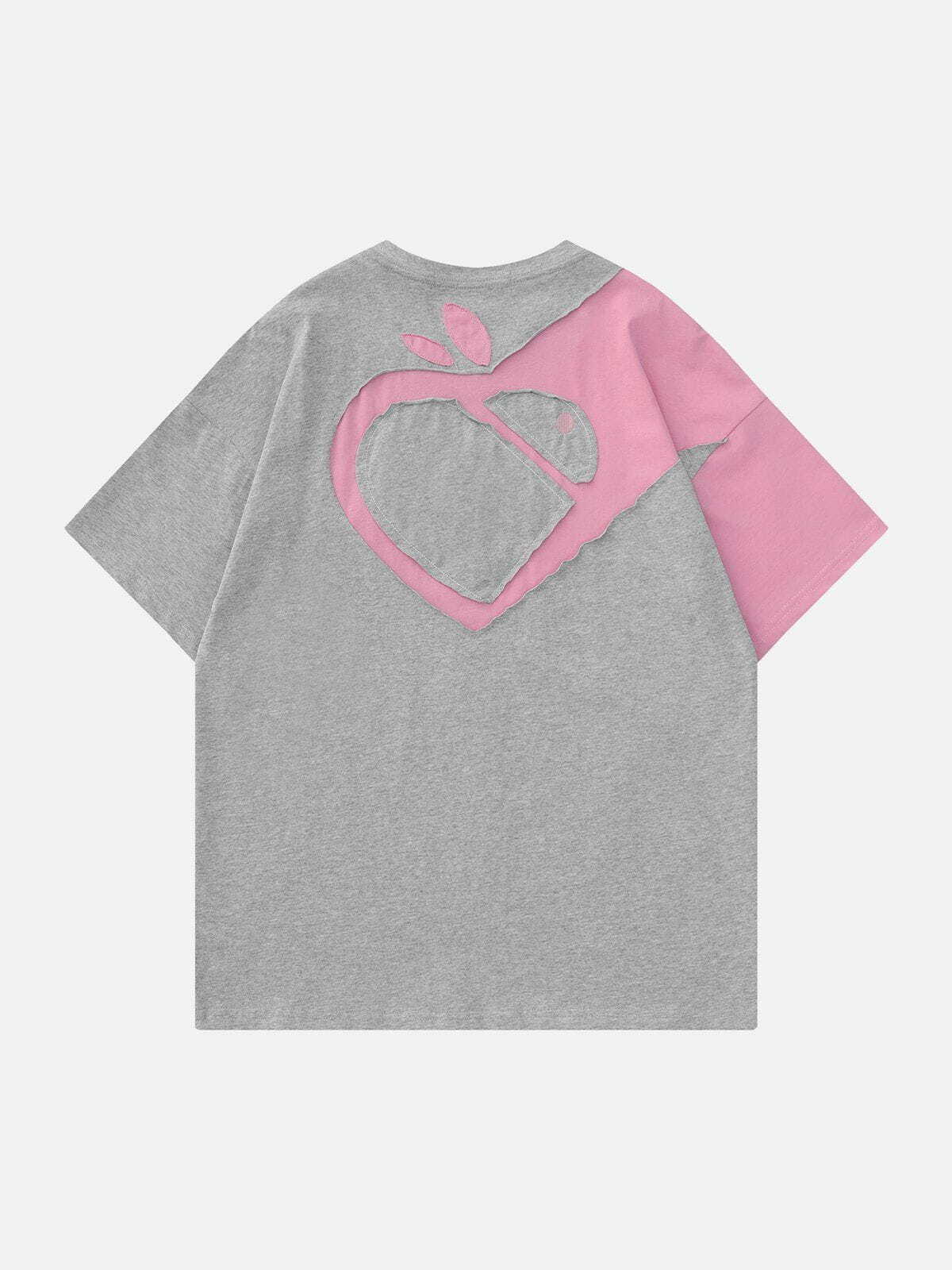 Y2K Grunge Heart Apple Embroidered Tee - Retro 90s Summer Outfit for Y2K Vibes