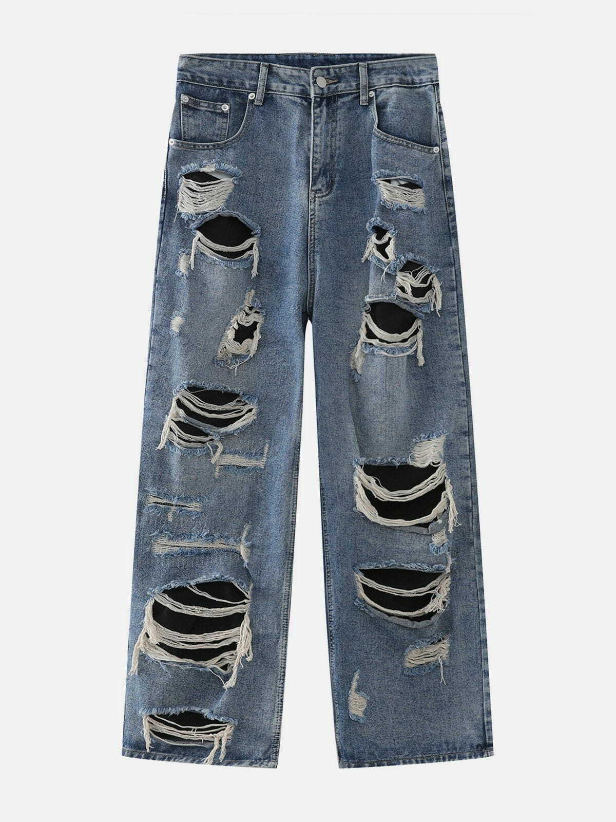 Y2K Grunge Hole Patch Jeans - Retro 90s Summer Outfit for Y2K Party & Club Vibes