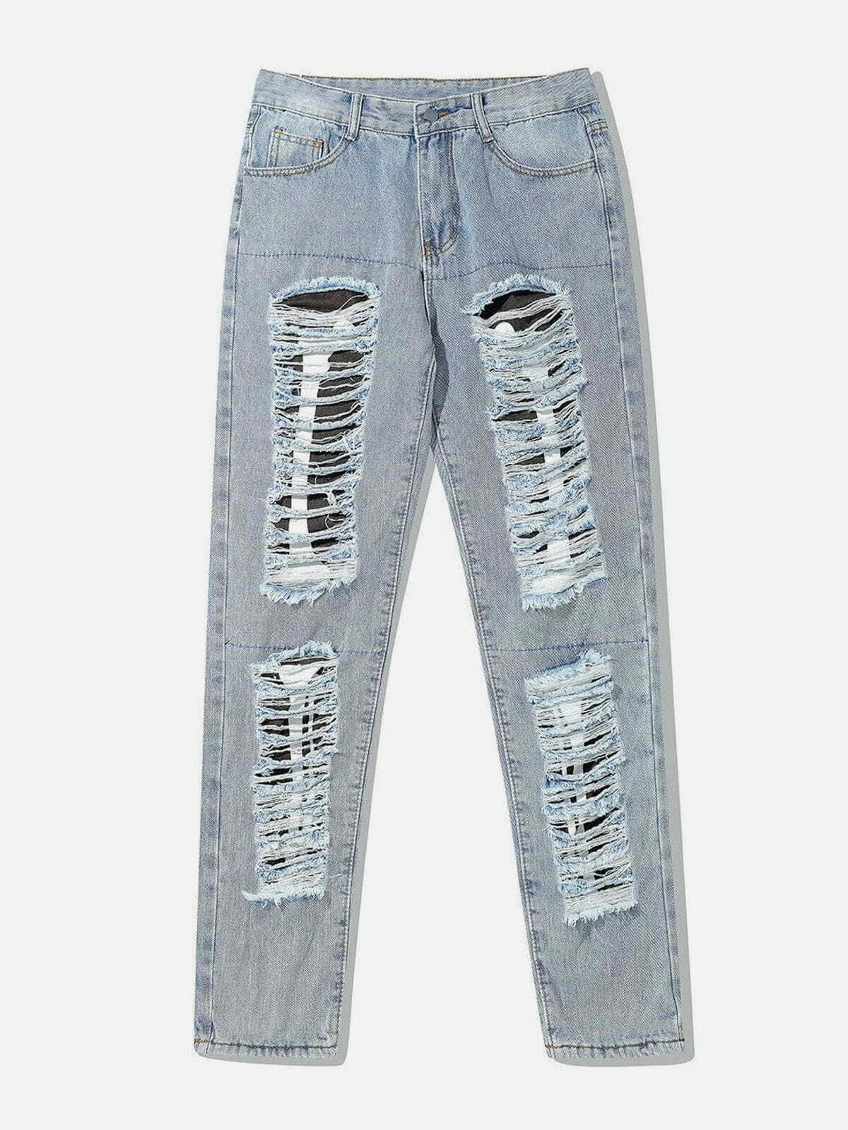 Y2K Grunge Holes to Hide Bones Jeans - Retro 90s Summer Outfit for Y2K Vibes