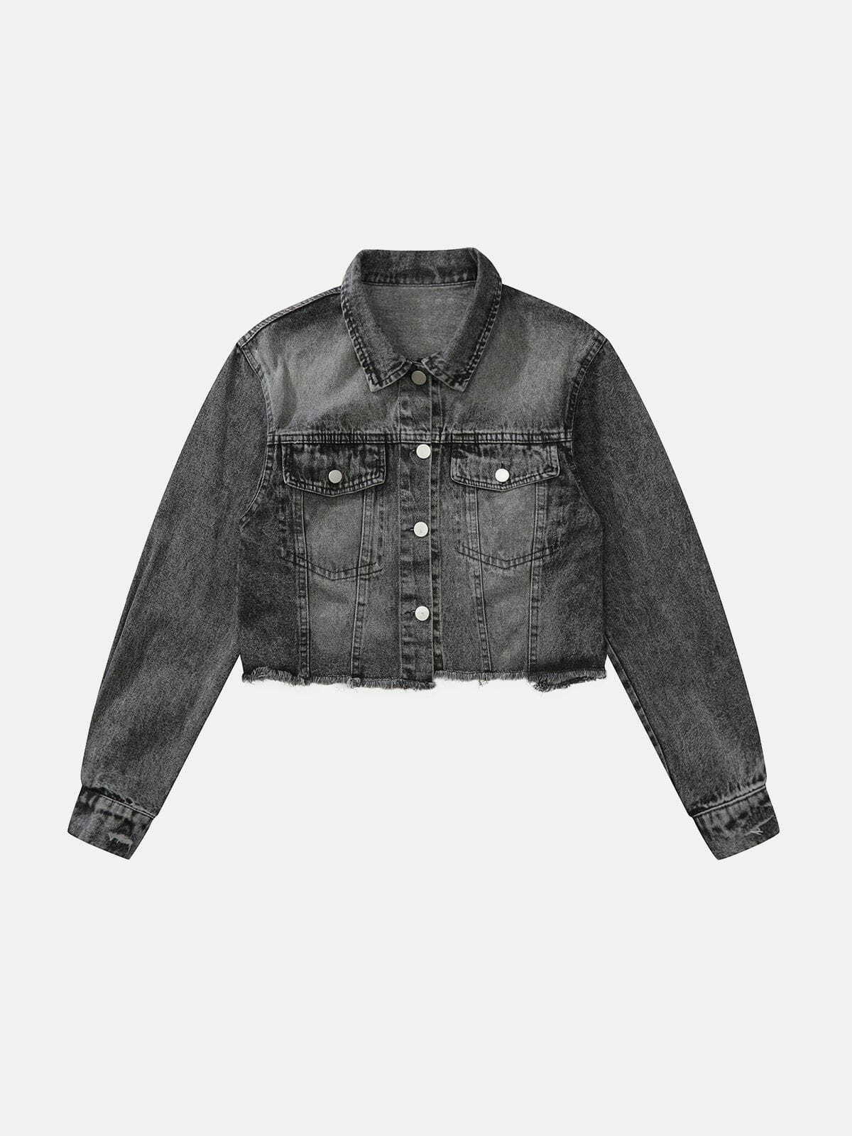 Y2K Grunge Hollow Out Patchwork Jacket - Retro 90s Summer Outfit for Y2K Style Lovers