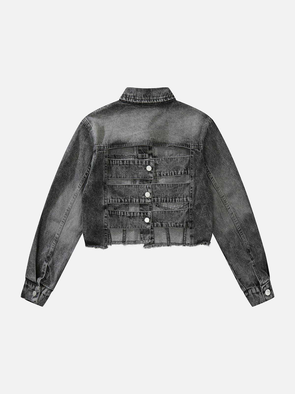 Y2K Grunge Hollow Out Patchwork Jacket - Retro 90s Summer Outfit for Y2K Style Lovers