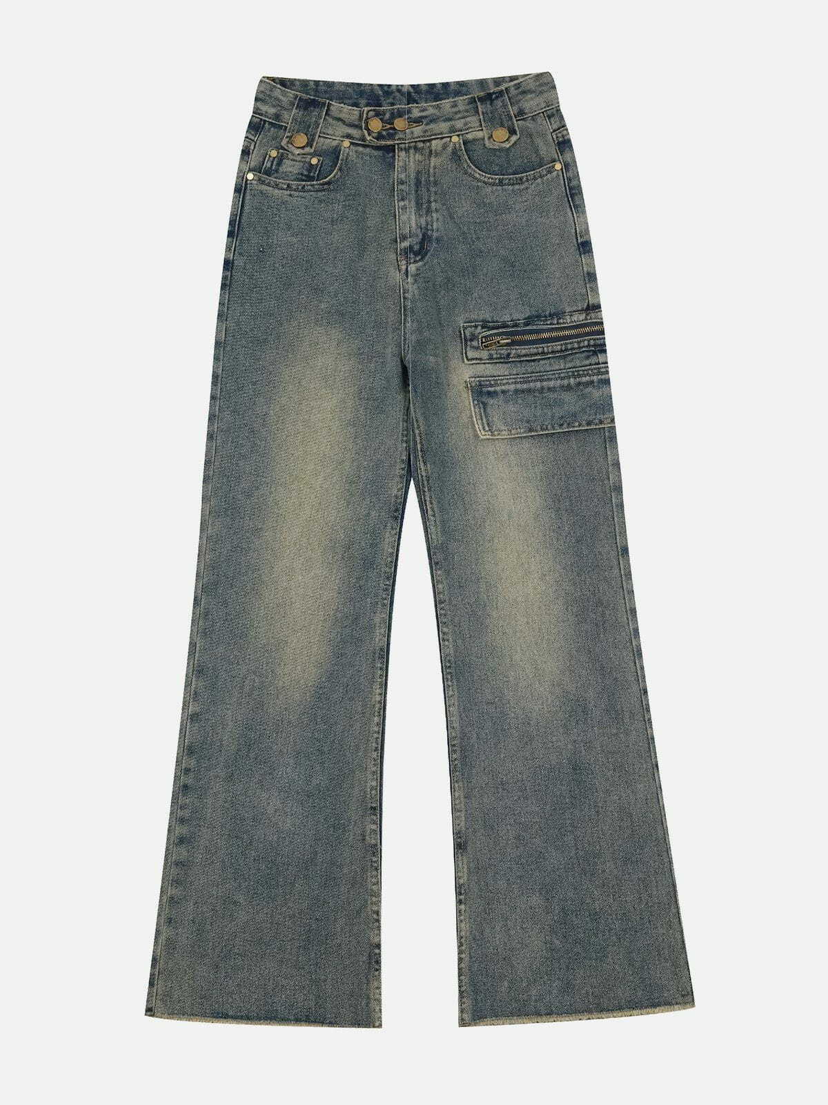 Y2K Grunge Jeans with Discreet Side Pockets - Retro 90s Summer Outfit Essential