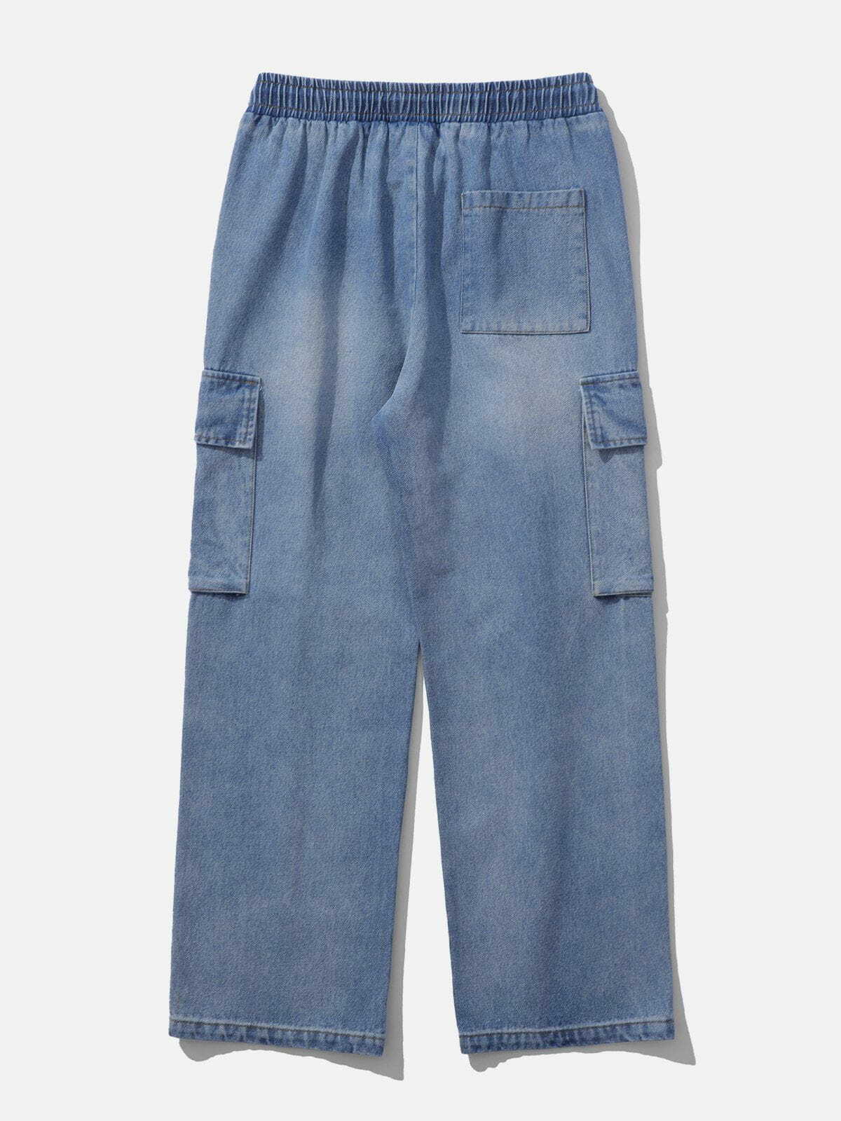 Y2K Grunge Large Pocket Jeans - Retro 90s Summer Outfit for Y2K Party & Club Vibes