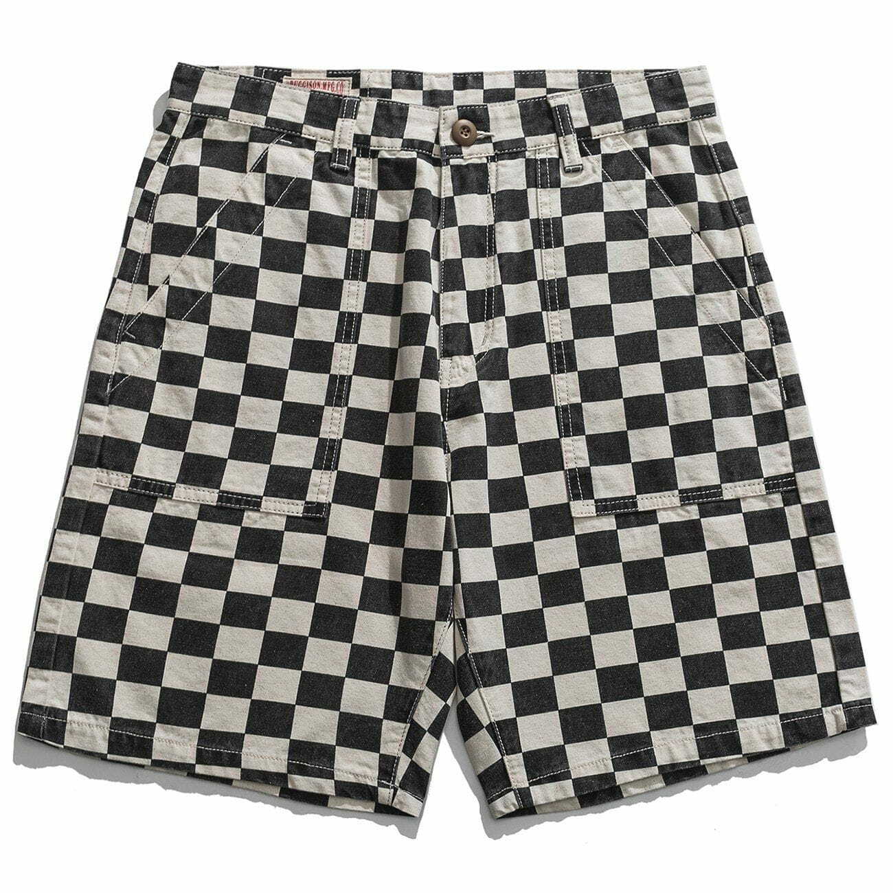 Y2K Grunge Lattice Cargo Shorts - Retro 90s Summer Outfit for Y2K Party & Beach Vibes