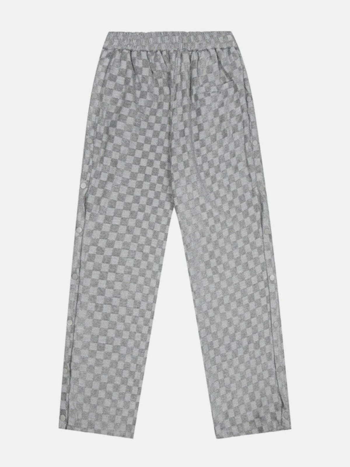 Y2K Grunge Lattice Side Slit Pants - Retro 90s Summer Outfit for Y2K Party Vibes