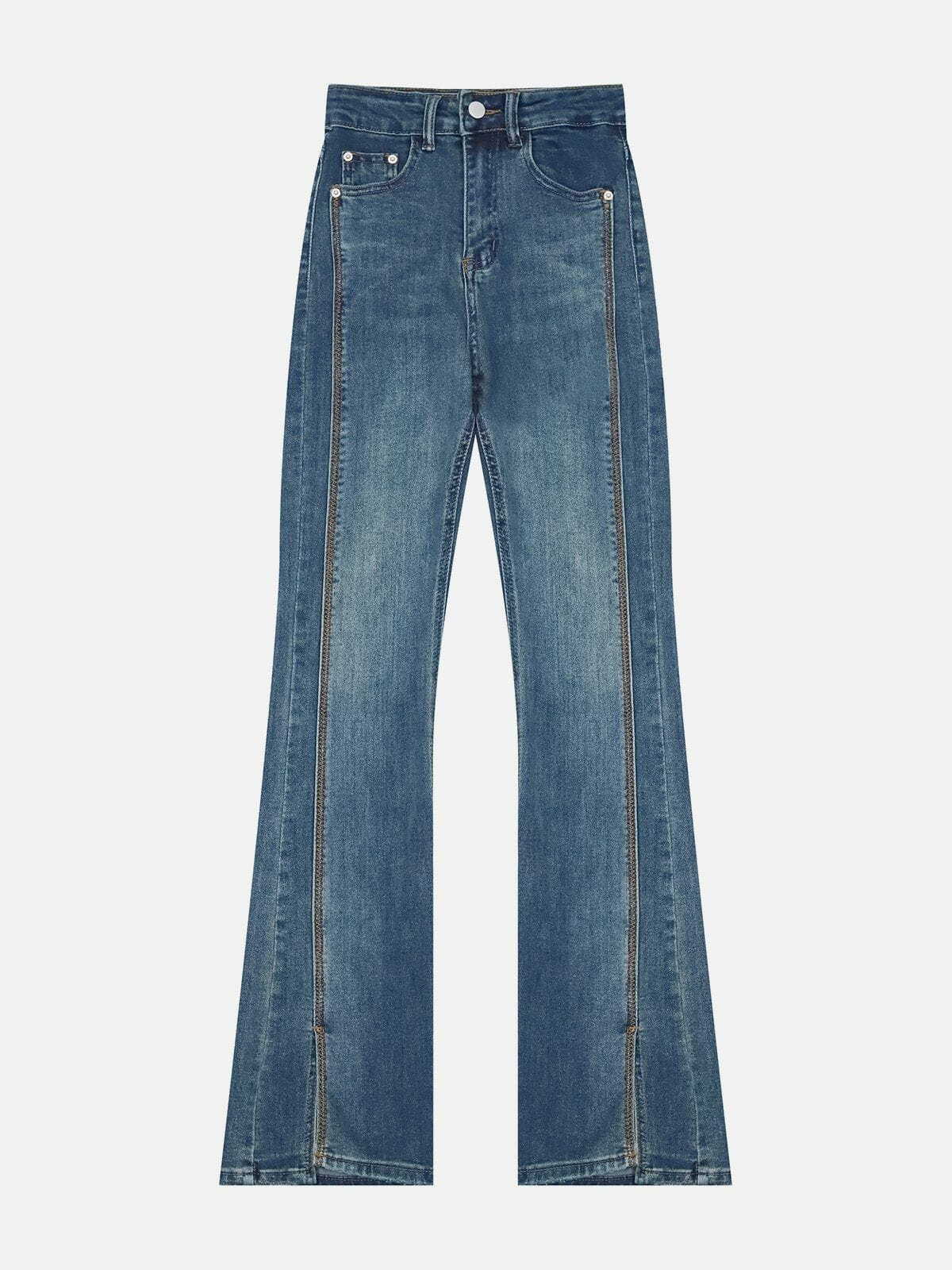 Y2K Grunge Leg Open Flare Jeans - Retro 90s Summer Outfit for Y2K Party & Club Looks