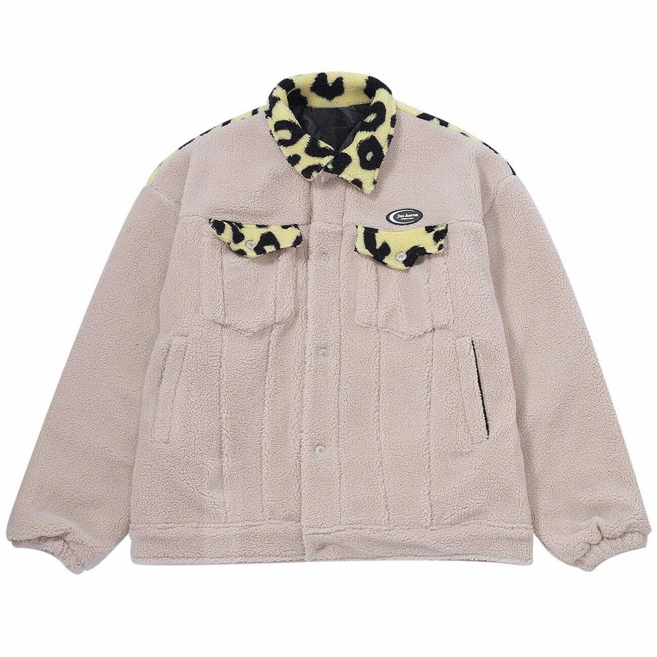 Y2K Grunge Leopard Sherpa Coat - Retro 90s Fashion for Y2K Summer & Party Outfits