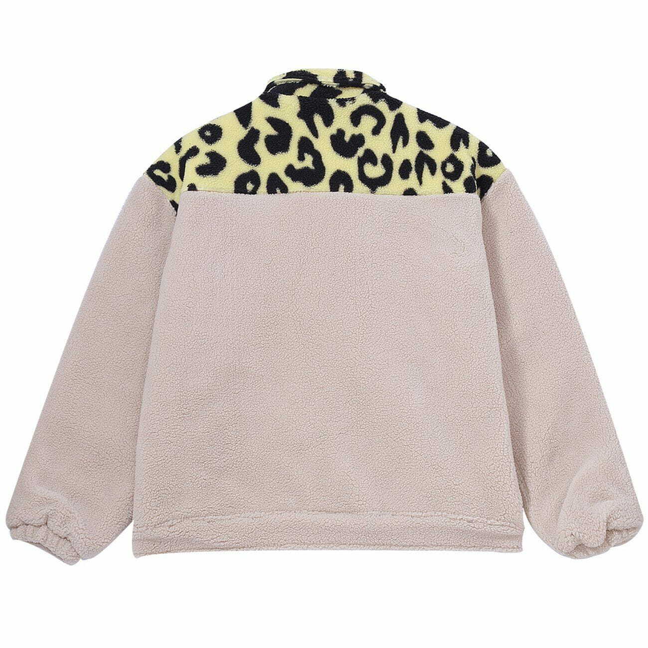 Y2K Grunge Leopard Sherpa Coat - Retro 90s Fashion for Y2K Summer & Party Outfits