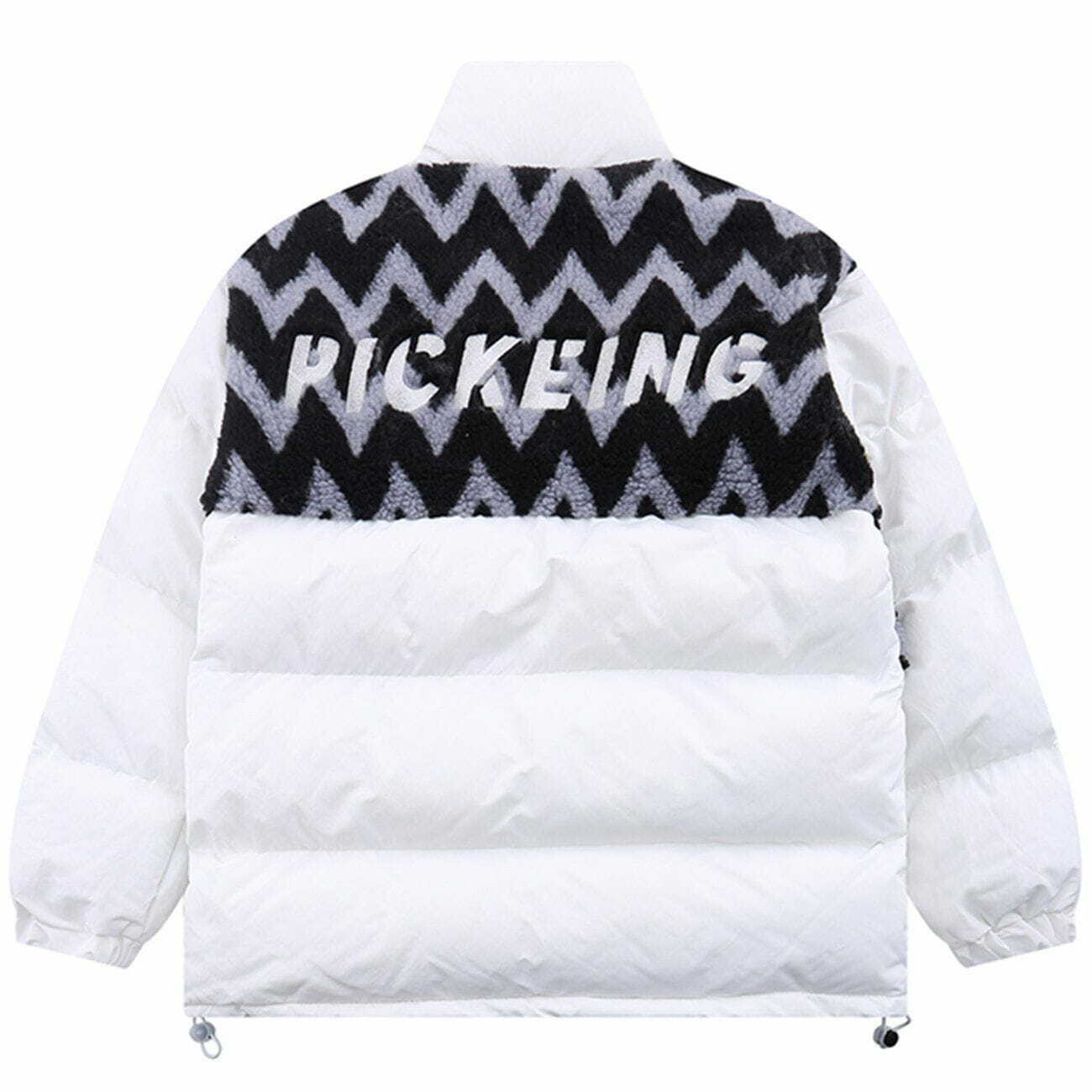 Y2K Grunge Letter Print Puffer Jacket with Lamb Wool Stitching for Retro 90s Style