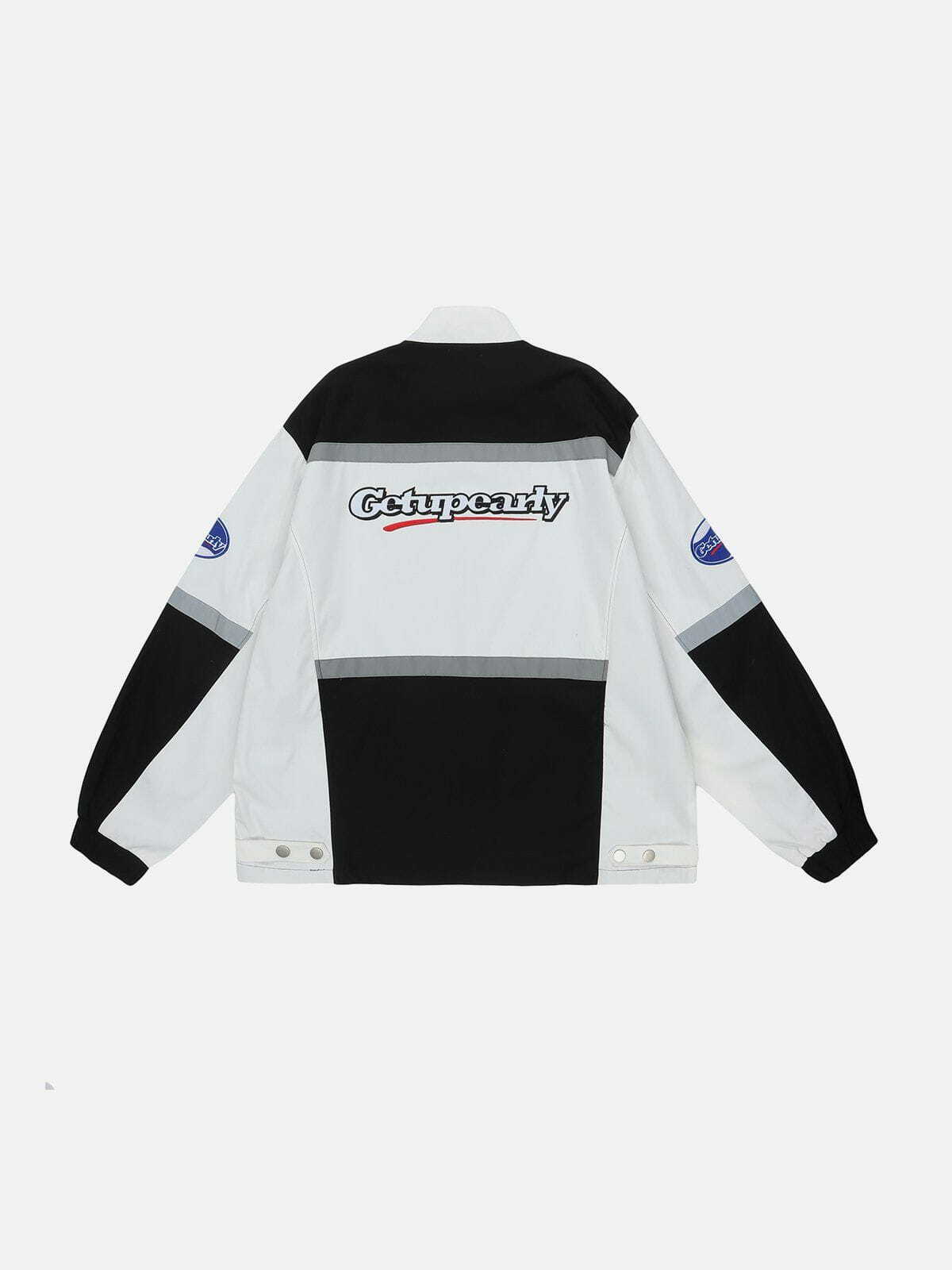 Y2K Grunge Locomotive Letter Embroidery Jacket - Retro 90s Fashion Summer Outfit