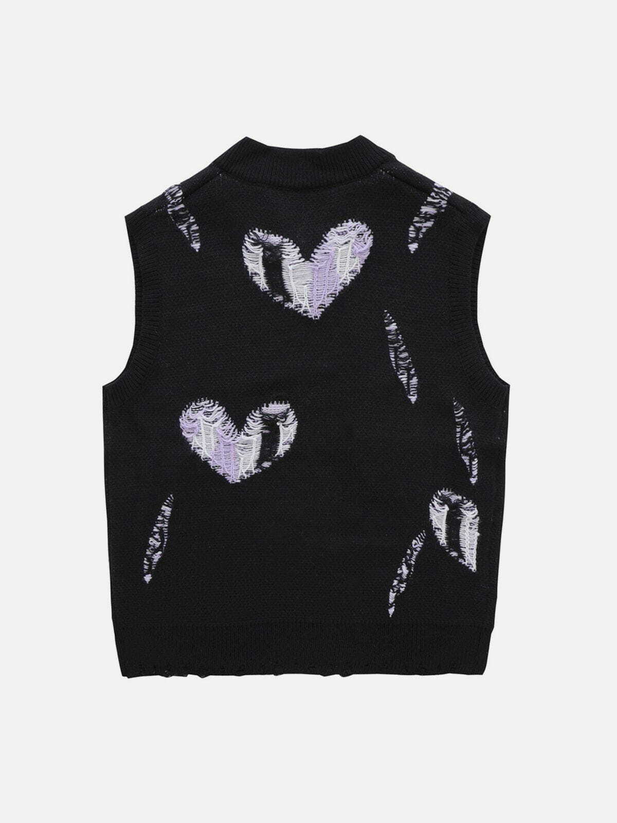 Y2K Grunge Love Embroidery Sweater Vest - Retro 90s Summer Outfit for Y2K Style