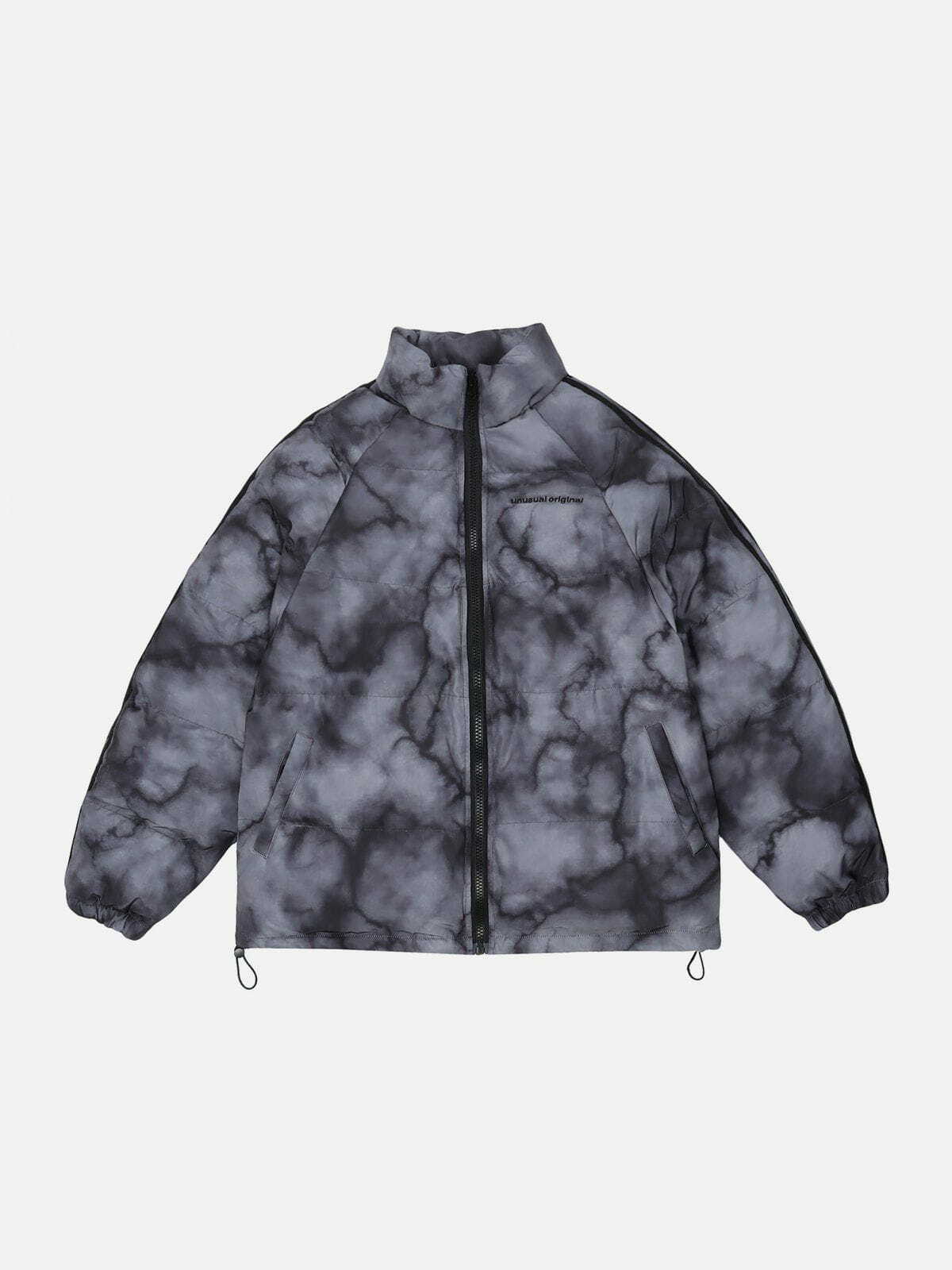 Y2K Grunge Marbled Smudge Gradient Winter Coat - Retro 90s Fashion for Y2K Outfits