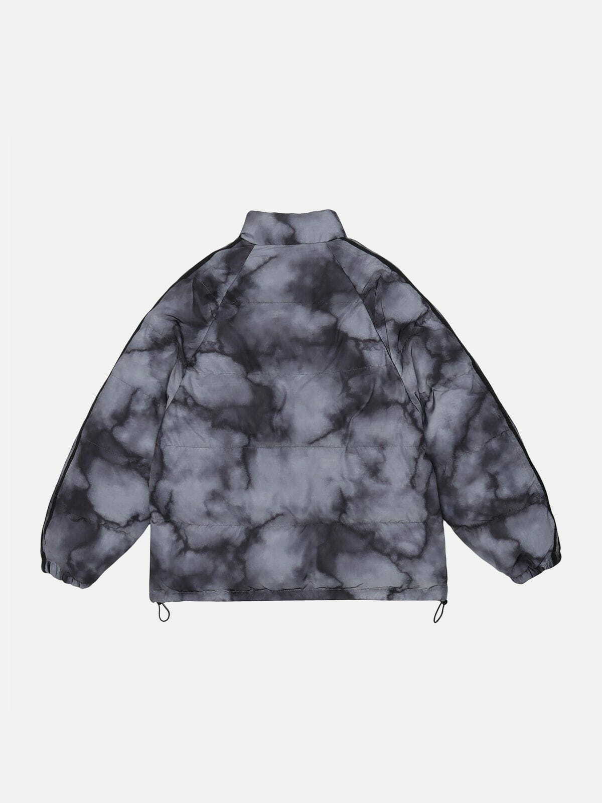 Y2K Grunge Marbled Smudge Gradient Winter Coat - Retro 90s Fashion for Y2K Outfits