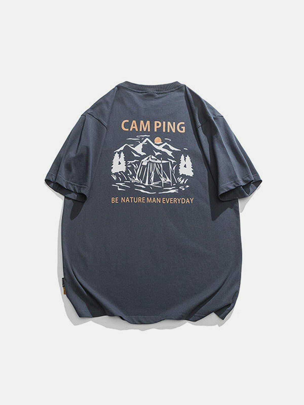 Y2K Grunge Mountain Camping Graphic Tee - Retro 90s Summer Outfit for Y2K Vibes