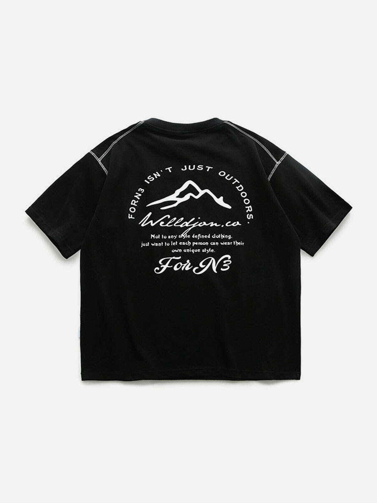 Y2K Grunge Mountain Letter Print Tee - Retro 90s Summer Outfit for Y2K Vibes