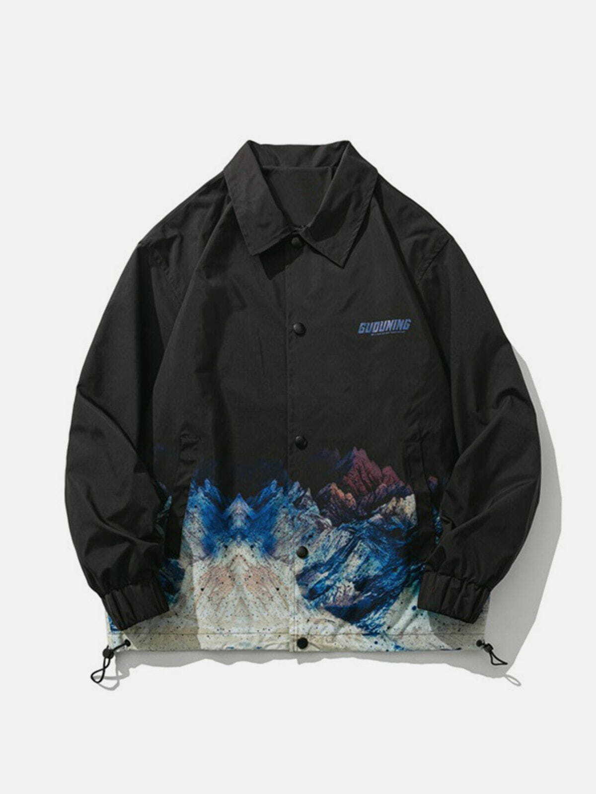 Y2K Grunge Mountains Gradient Print Jacket - Retro 90s Summer Outfit for Y2K Vibes