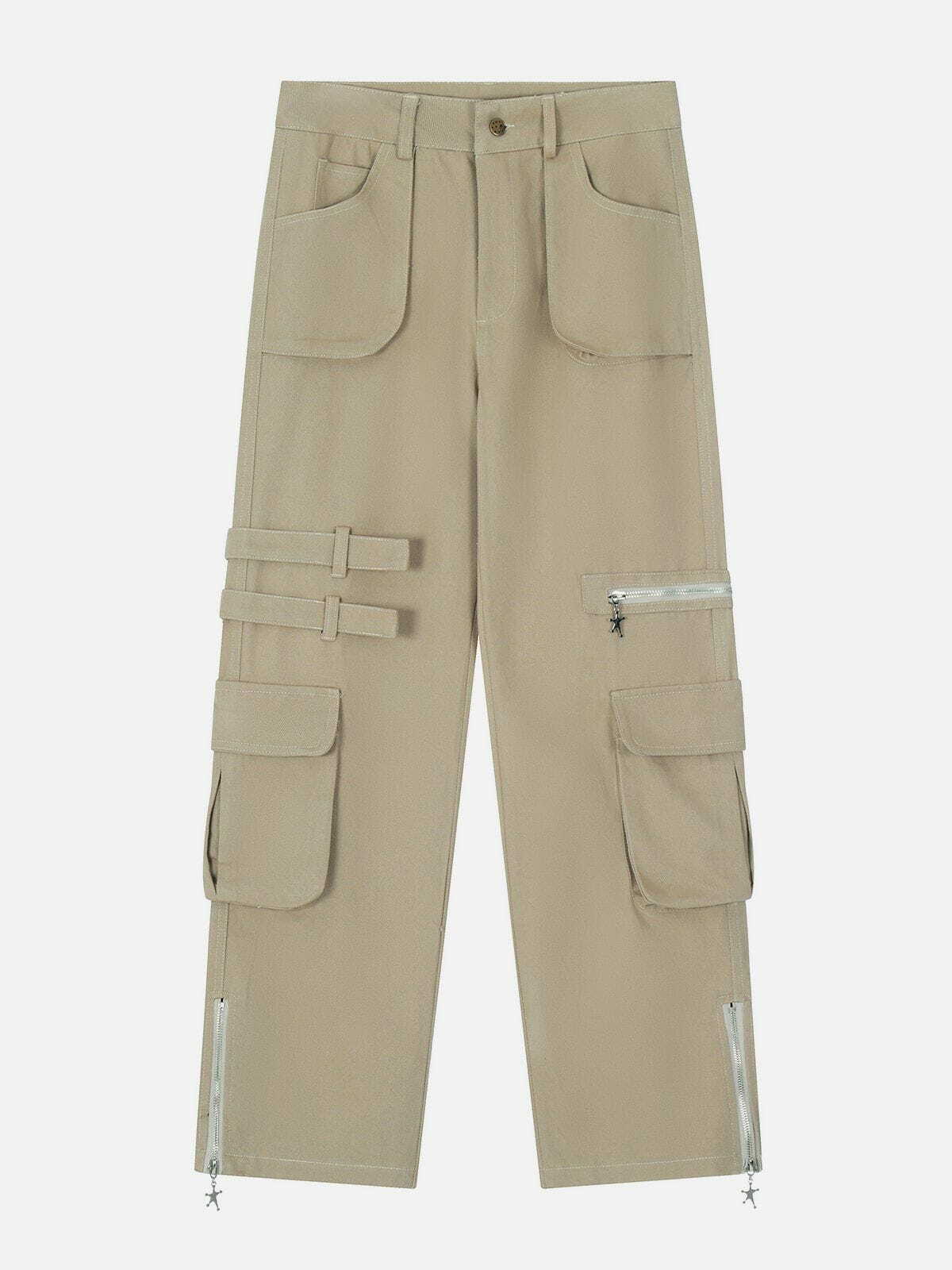 Y2K Grunge Multi-Pocket Cargo Pants - Retro 90s Summer Outfit for Y2K Style Lovers