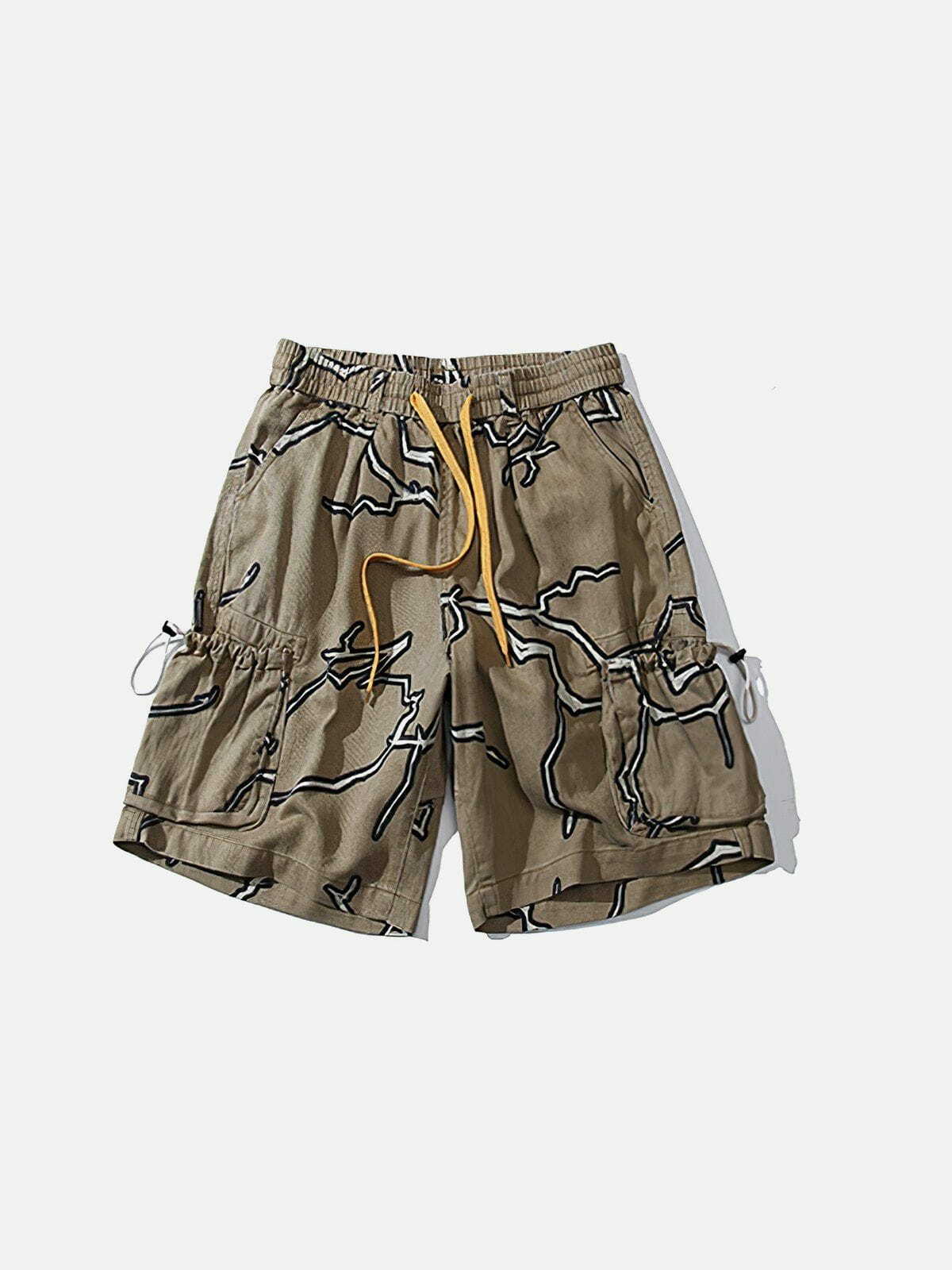 Y2K Grunge Multi-Pocket Drawstring Shorts - Retro 90s Summer Outfit for Women