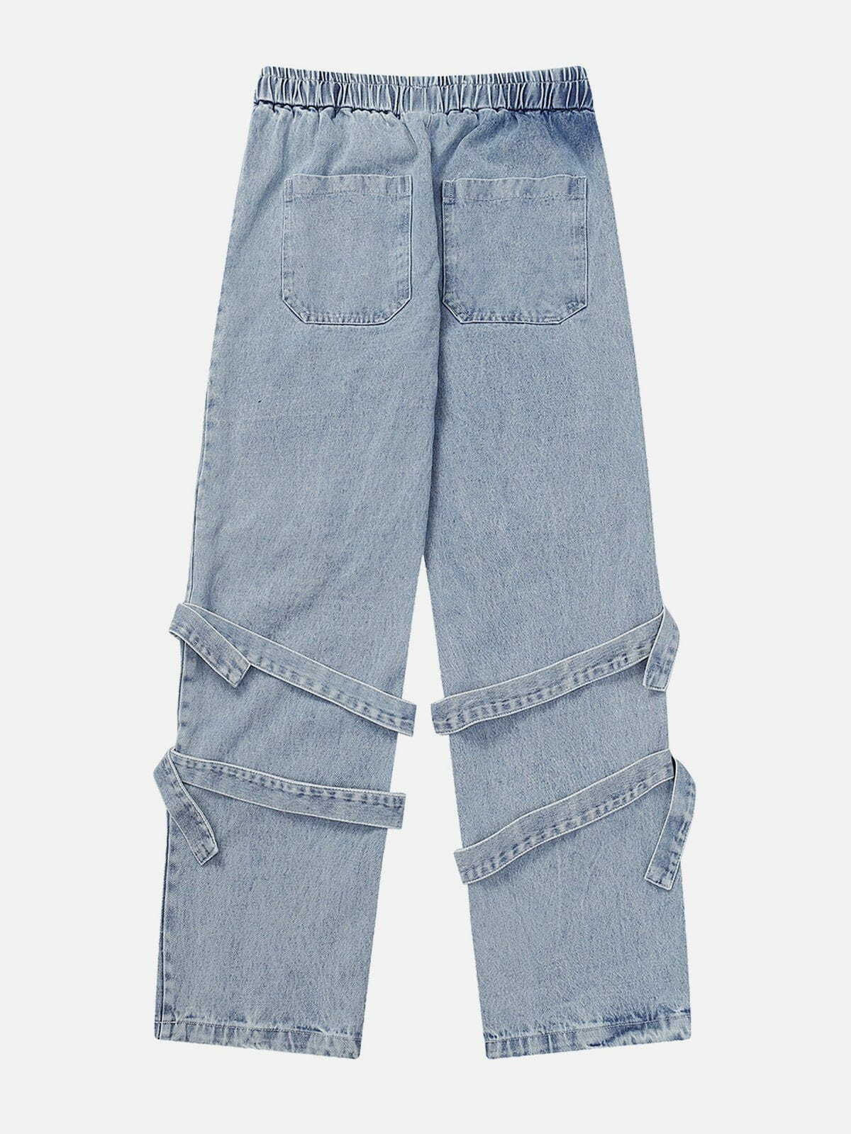 Y2K Grunge Multi Pocket Lace Up Jeans - Retro 90s Summer Outfit for Y2K Vibes