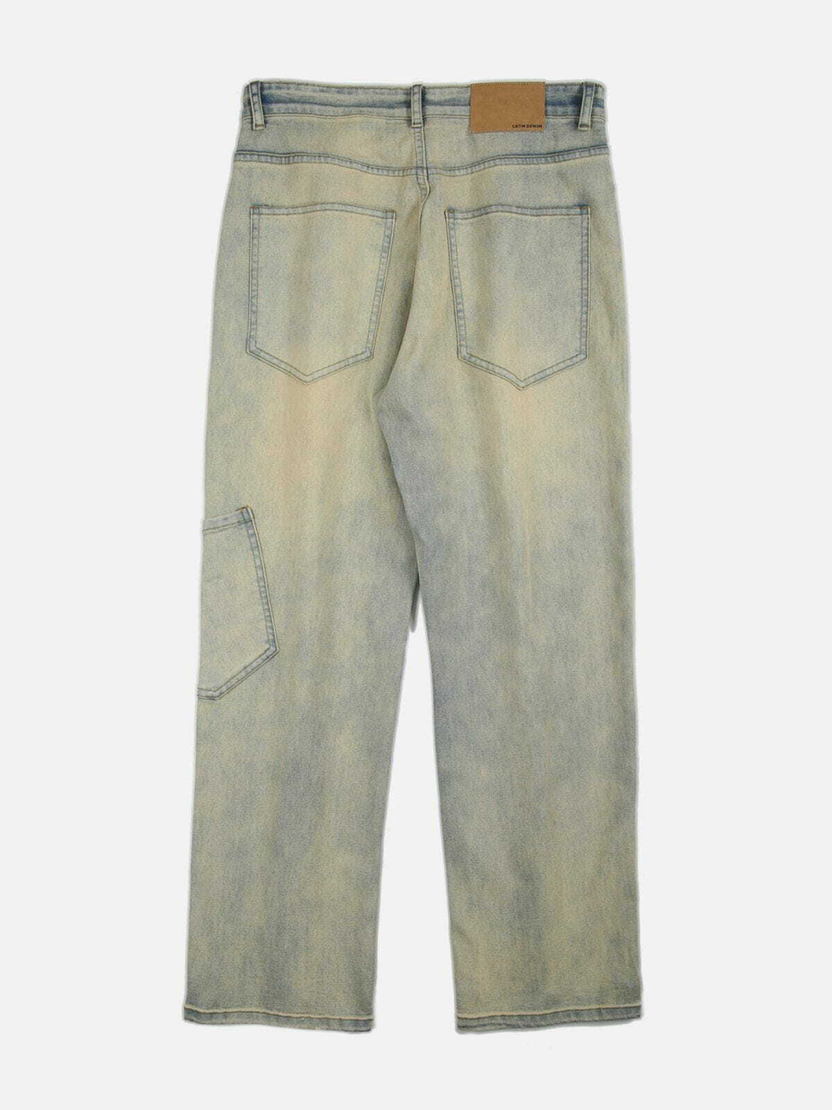 Y2K Grunge Multi-Pocket Washed Jeans - Retro 90s Summer Outfit for Y2K Style Lovers