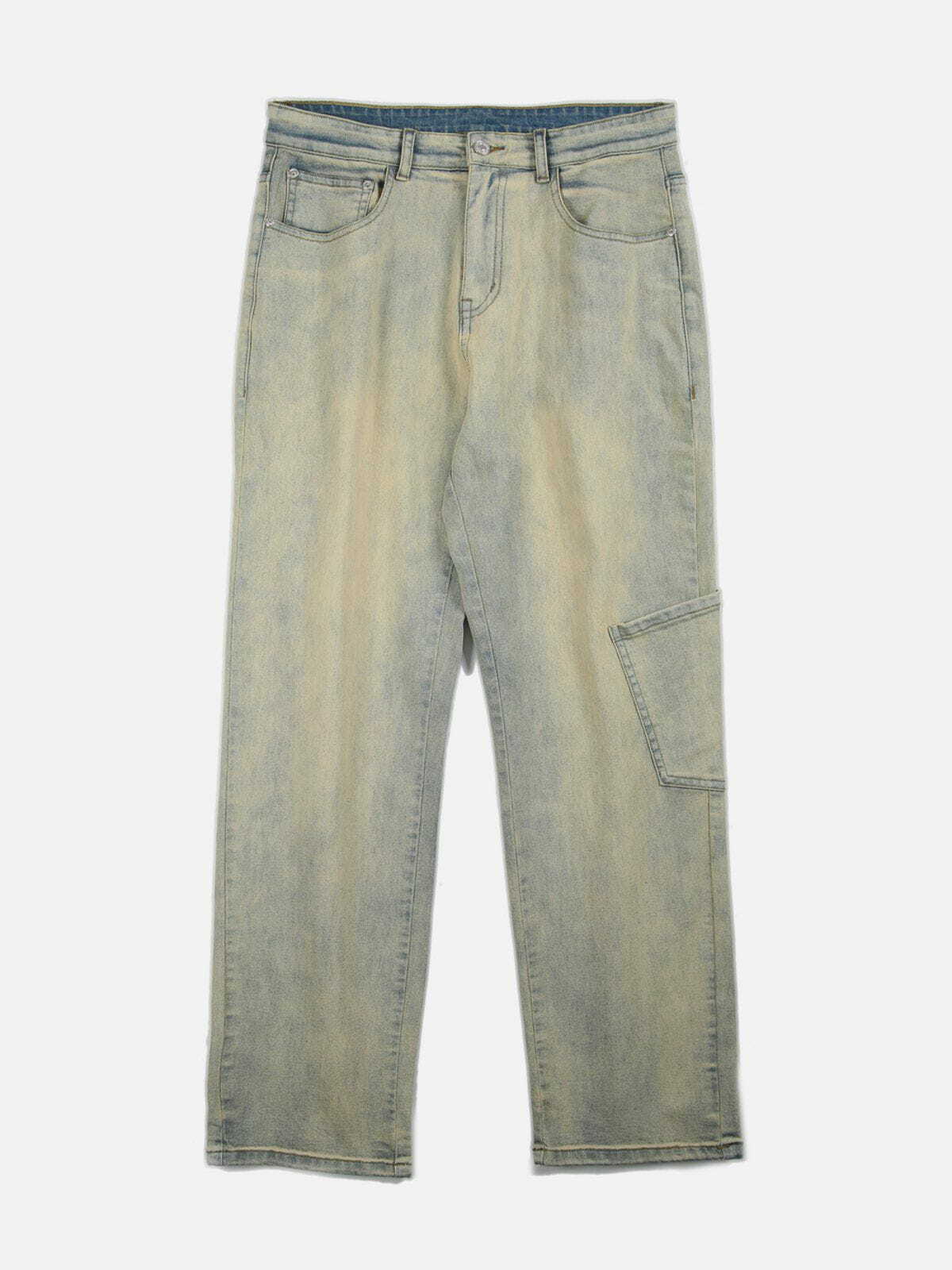 Y2K Grunge Multi-Pocket Washed Jeans - Retro 90s Summer Outfit for Y2K Style Lovers