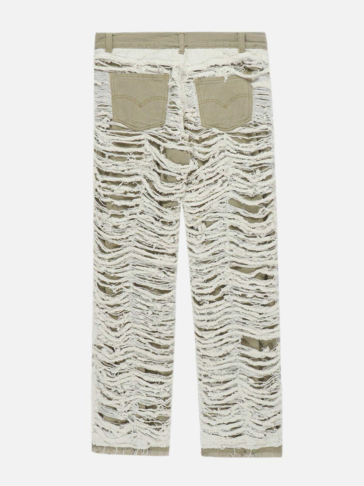 Y2K Grunge Openwork Broken Hole Jeans - Retro 90s Summer Outfit for Y2K Style Lovers