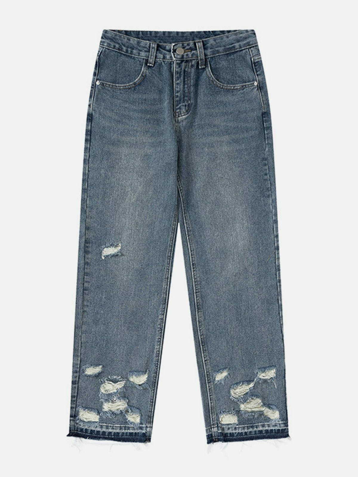 Y2K Grunge Outfits: Irregularly Broken Holes Jeans for Retro 90s Summer Vibes