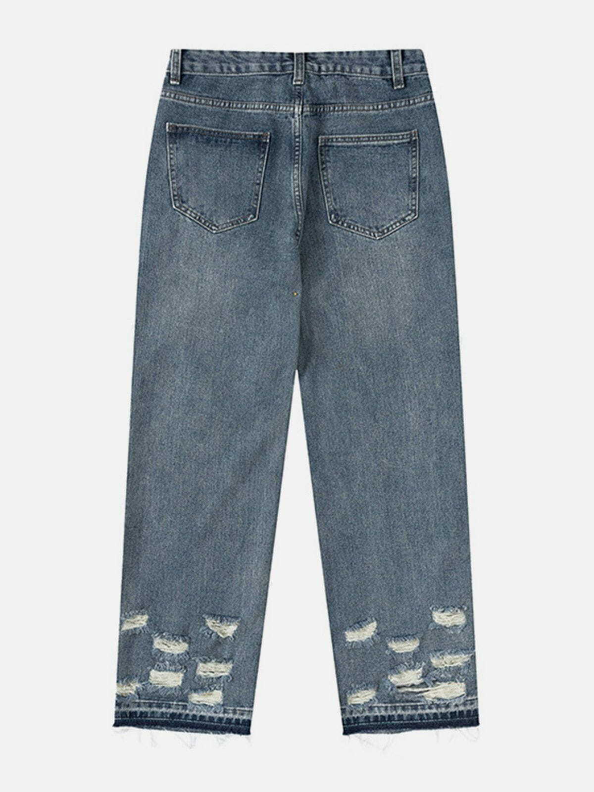 Y2K Grunge Outfits: Irregularly Broken Holes Jeans for Retro 90s Summer Vibes