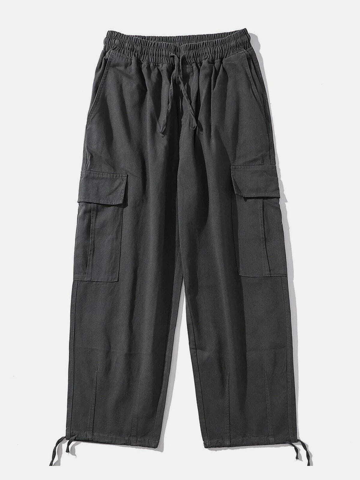 Y2K Grunge Pants with Big Pockets & Tie Feet - Retro 90s Summer Outfit Essential