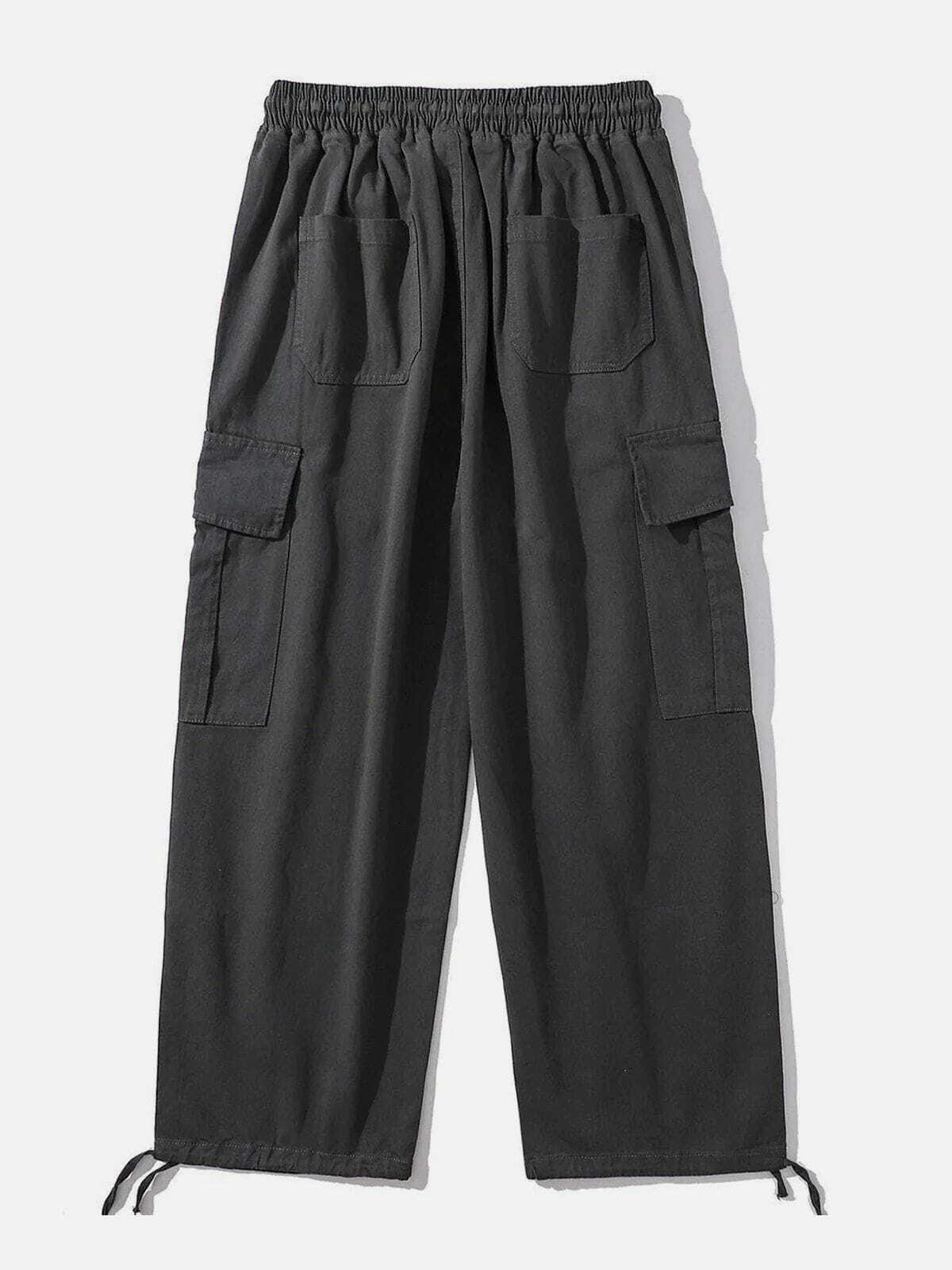 Y2K Grunge Pants with Big Pockets & Tie Feet - Retro 90s Summer Outfit Essential