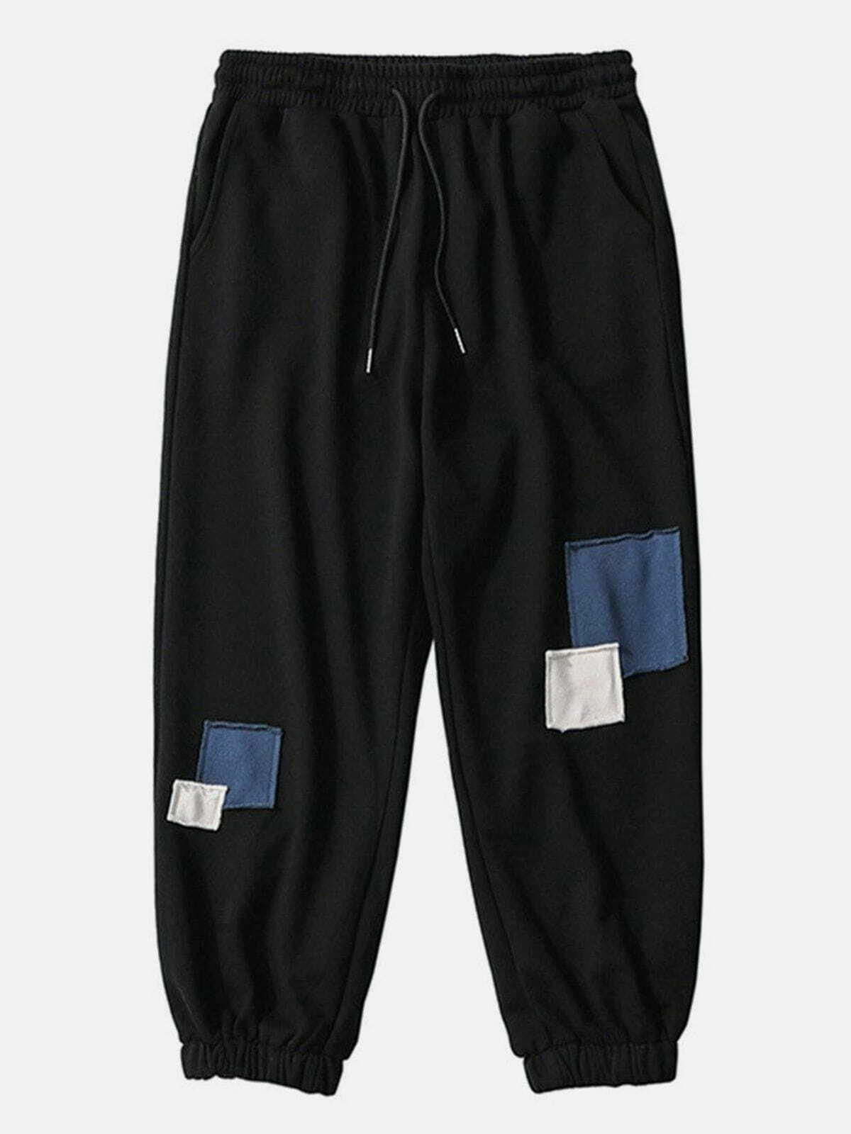 Y2K Grunge Patch Panel Track Pants - Retro 90s Summer Outfit for Y2K Party & Club Looks