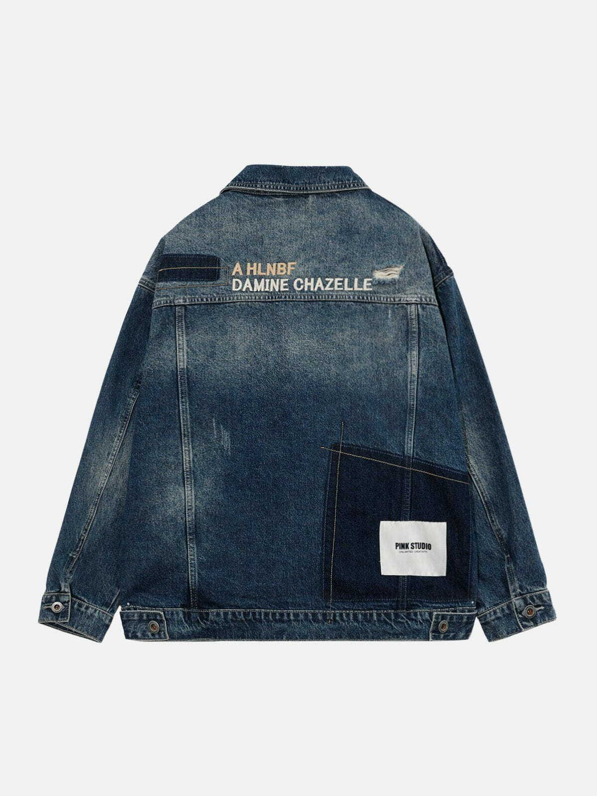 Y2K Grunge Patchwork Denim Jacket with Washed Holes - Retro 90s Summer Outfit Essential