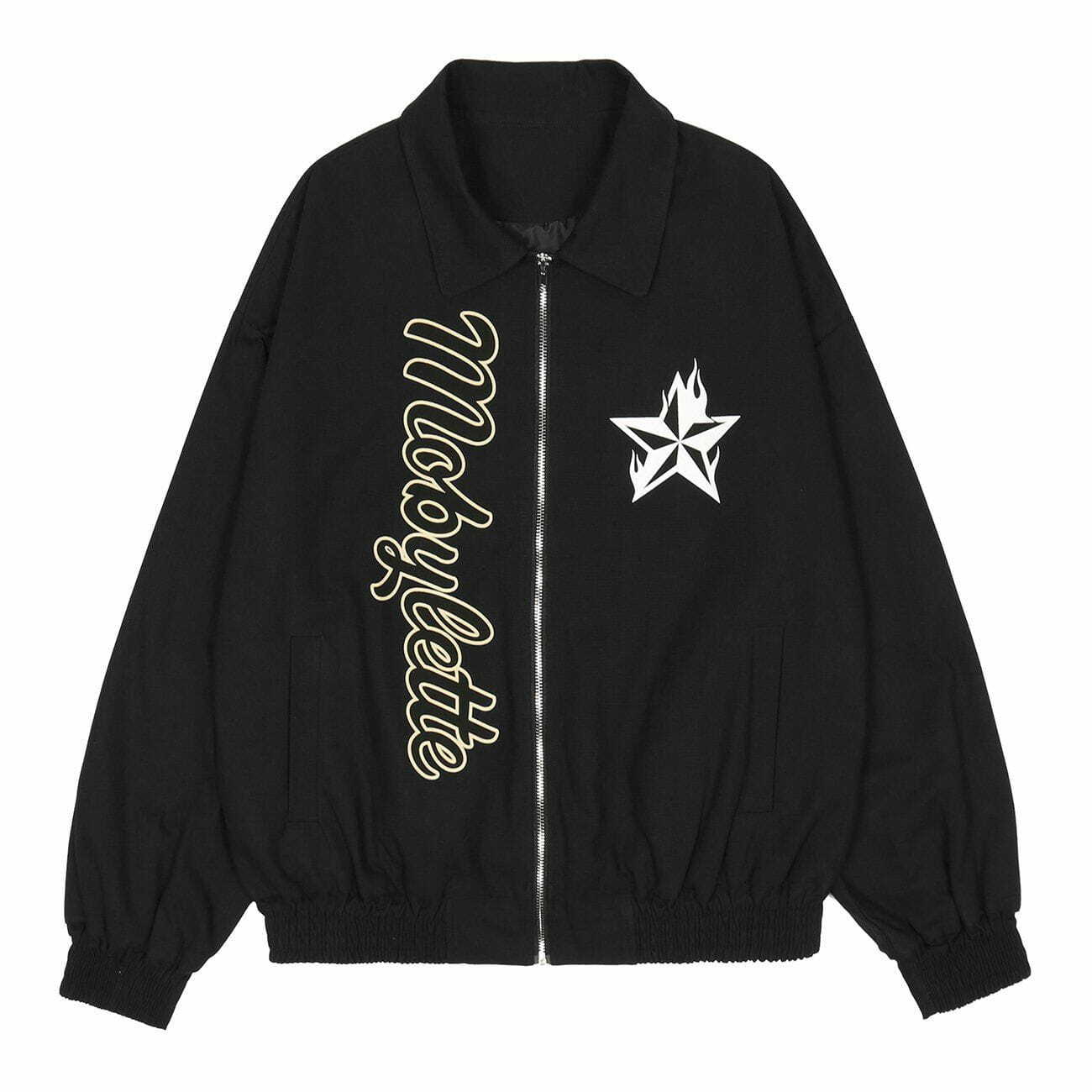 Y2K Grunge Pentagram Letter Embroidery Jacket - Retro 90s Fashion Summer Outfit