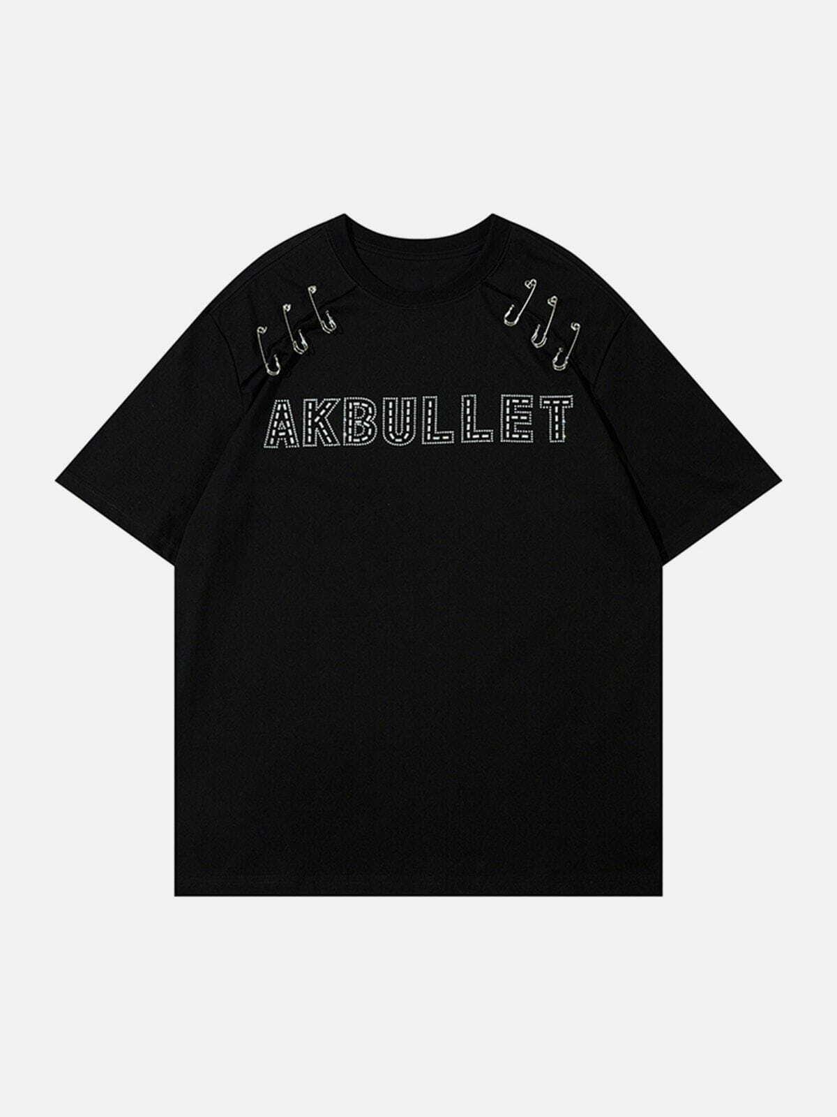 Y2K Grunge Pin AKBullet Tee - Retro 90s Summer Outfit, Perfect for Parties & Festivals