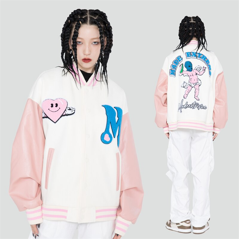 Y2K Grunge Pink Made Extreme Jacket - Retro 90s Summer Outfit for Party & Club Vibes