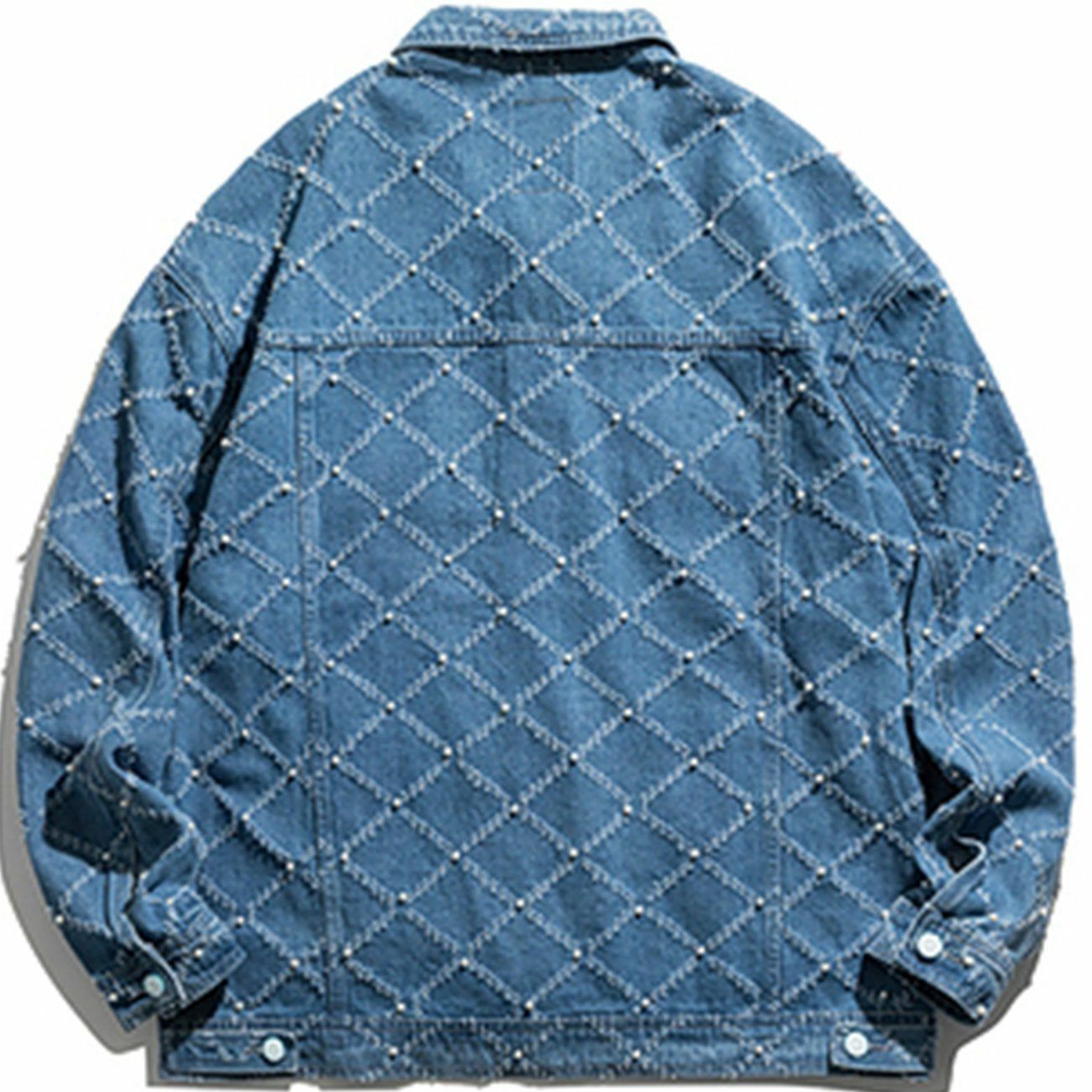 Y2K Grunge Plaid Denim Jacket - Retro 90s Summer Outfit for Y2K Fashion Lovers